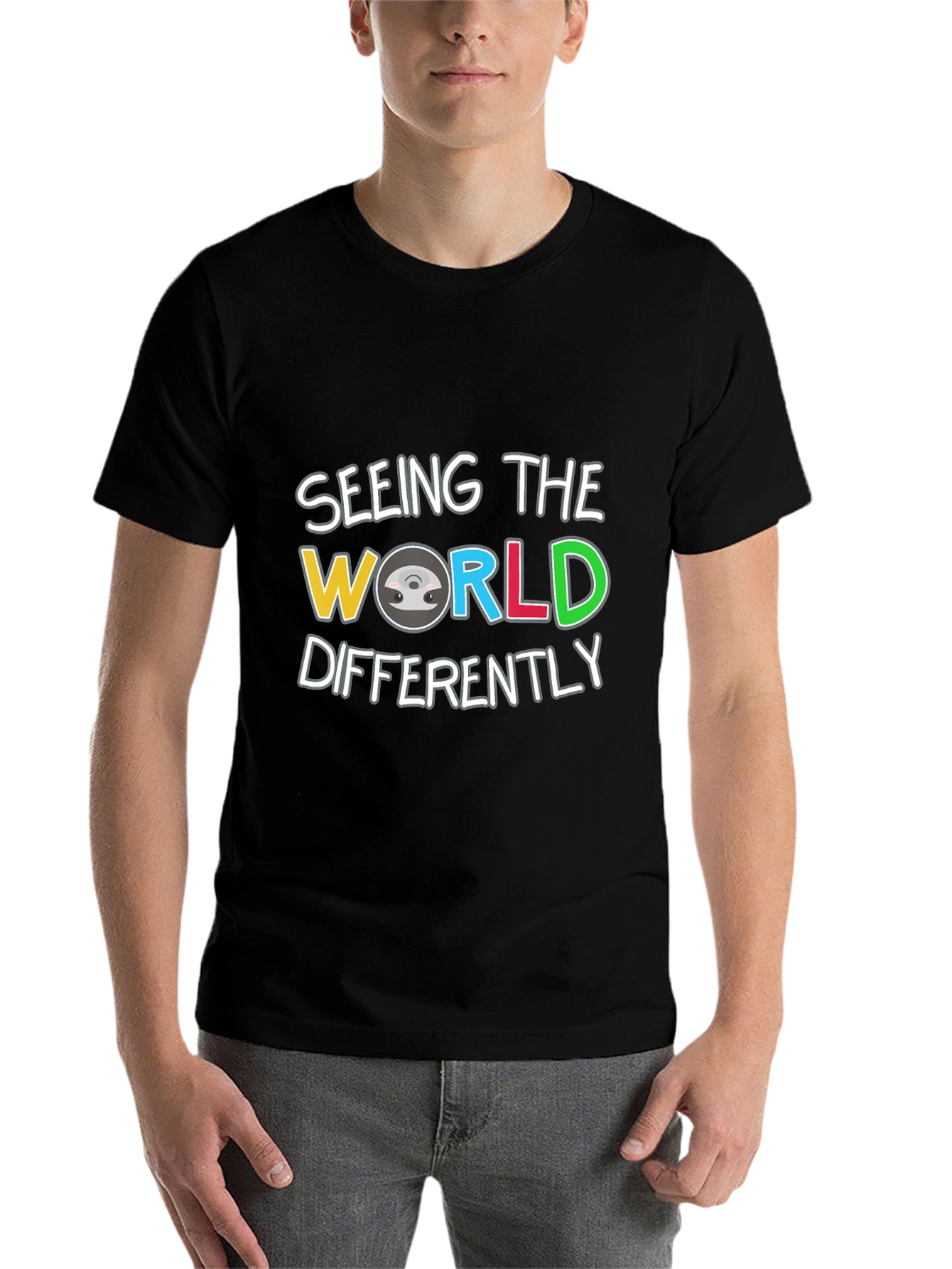 Black Seeing The World Differently T-Shirt view 7