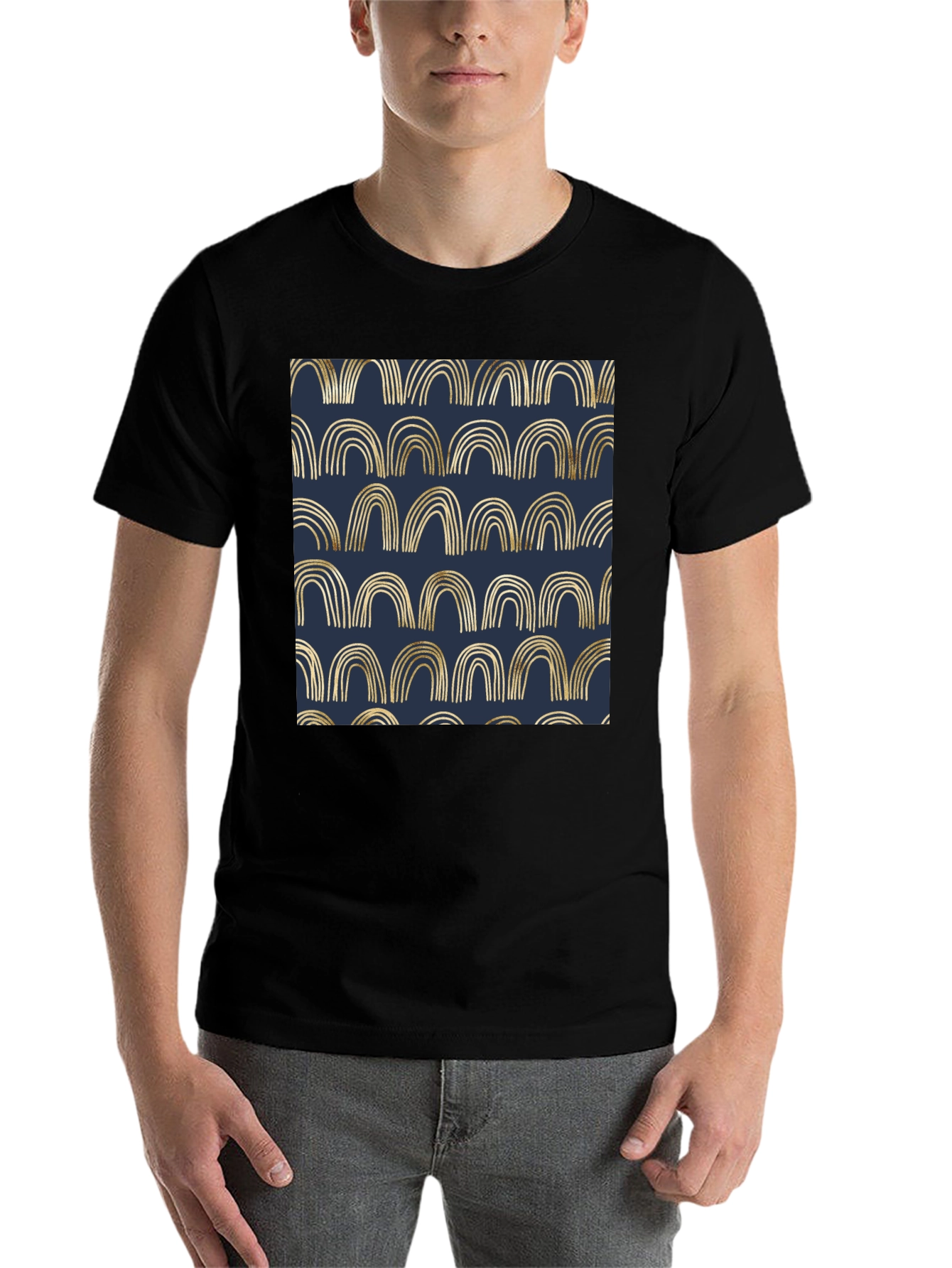 Black Gold Arches Graphic Black T-Shirt view 7