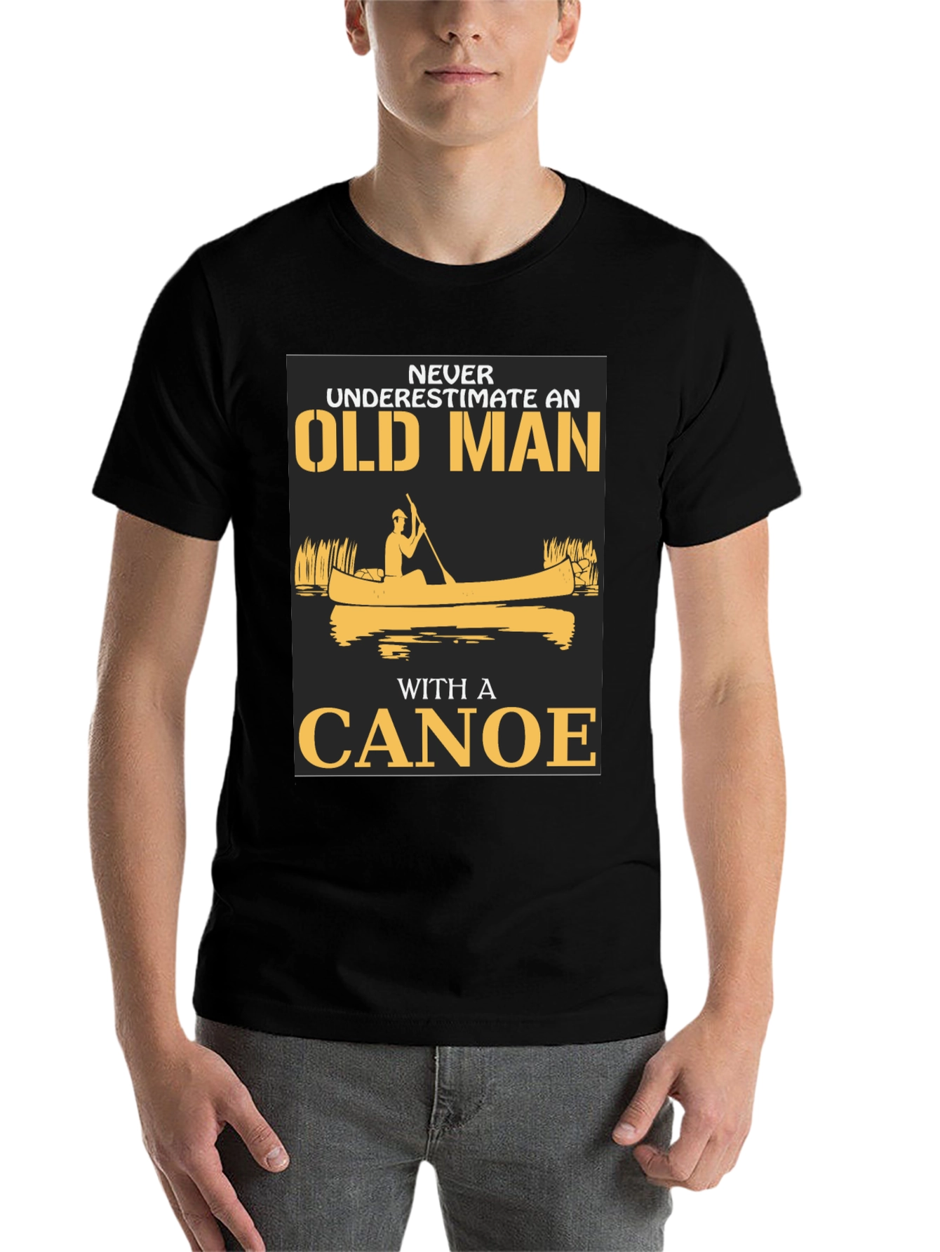 Black Old Man Canoe Graphic Tee - Black Cotton Blend view 7
