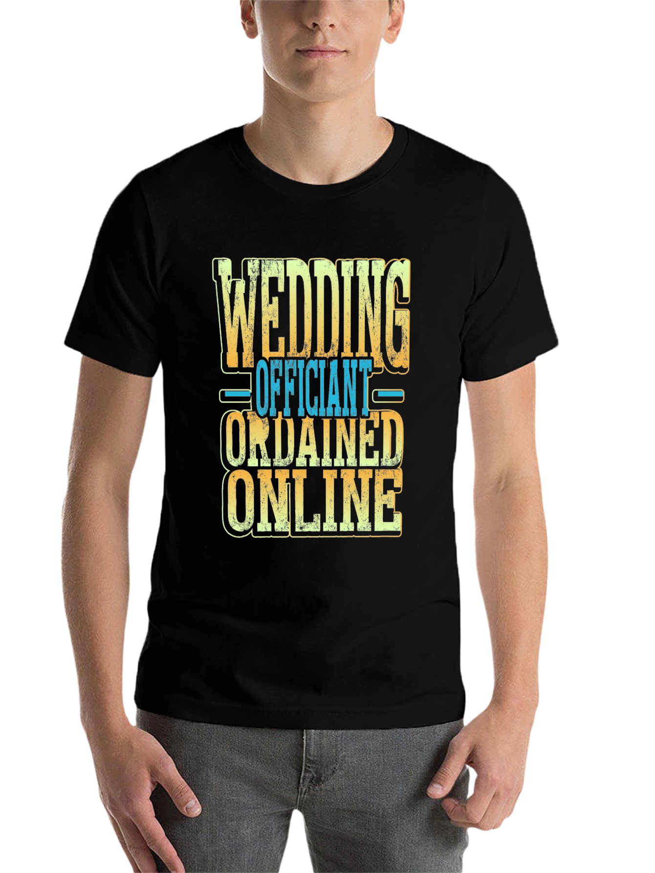 Black Wedding Officiant Ordained Online T-Shirt view 7