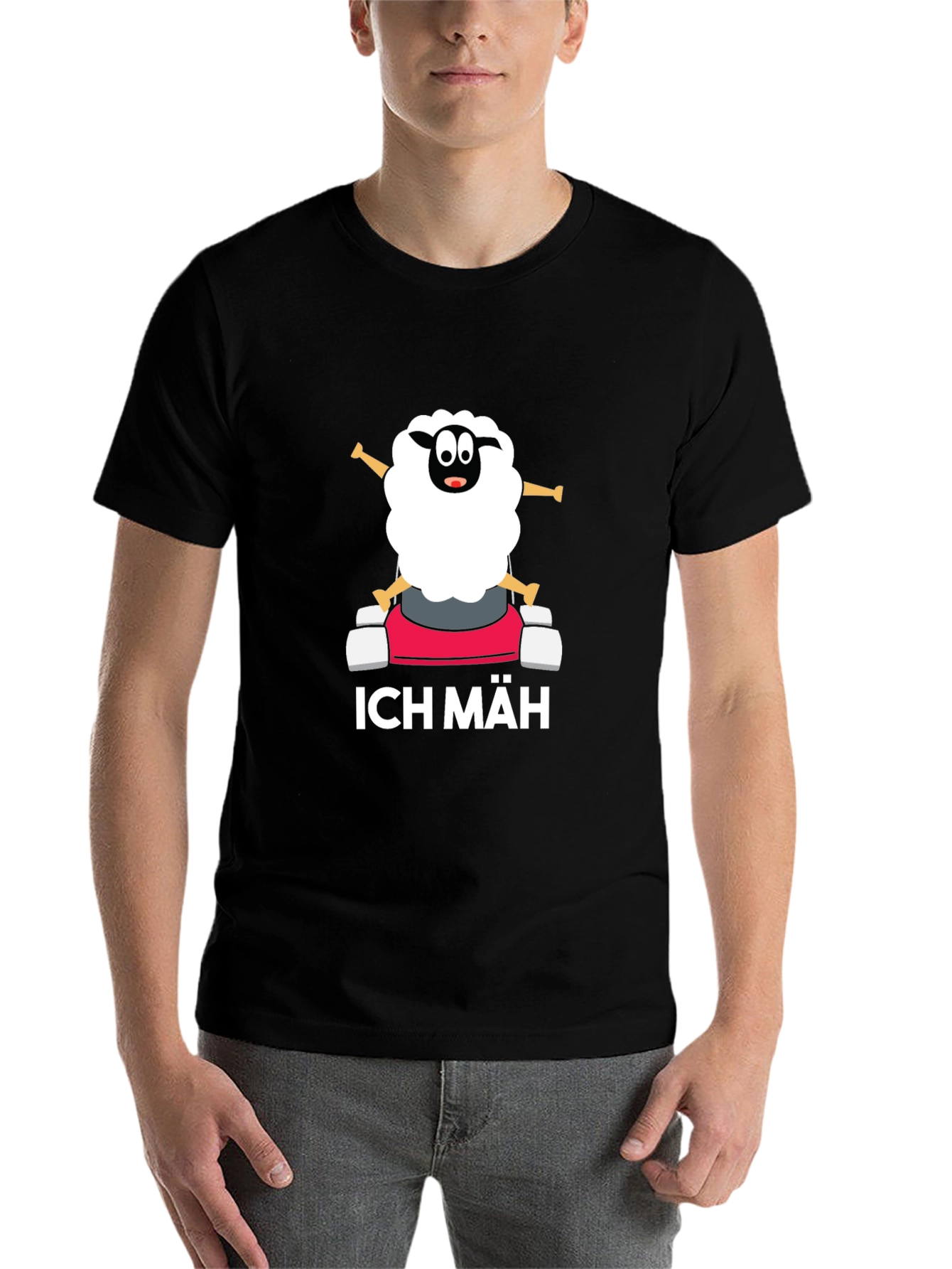 Black Ich Mäh Sheep T-Shirt - Funny Lawn Mowing Tee view 7