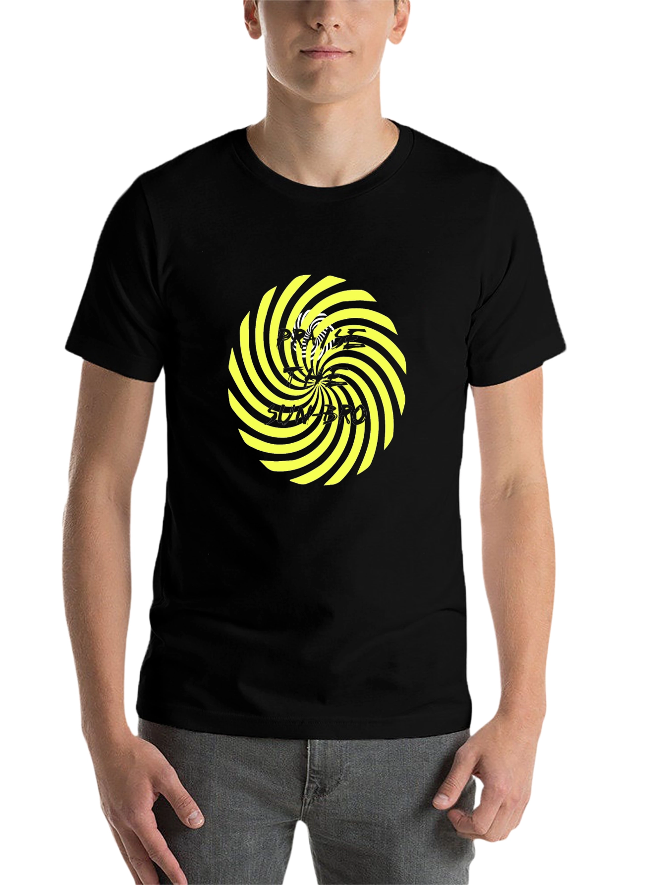 Black Hypnotic Swirl Graphic Tee - Black Cotton Comfort view 7