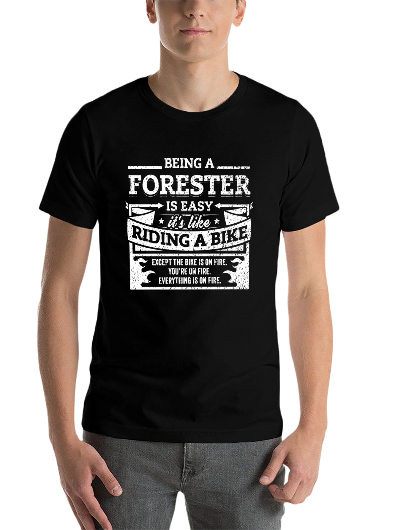 Black Forester T-Shirt: Riding a Bike on Fire view 7