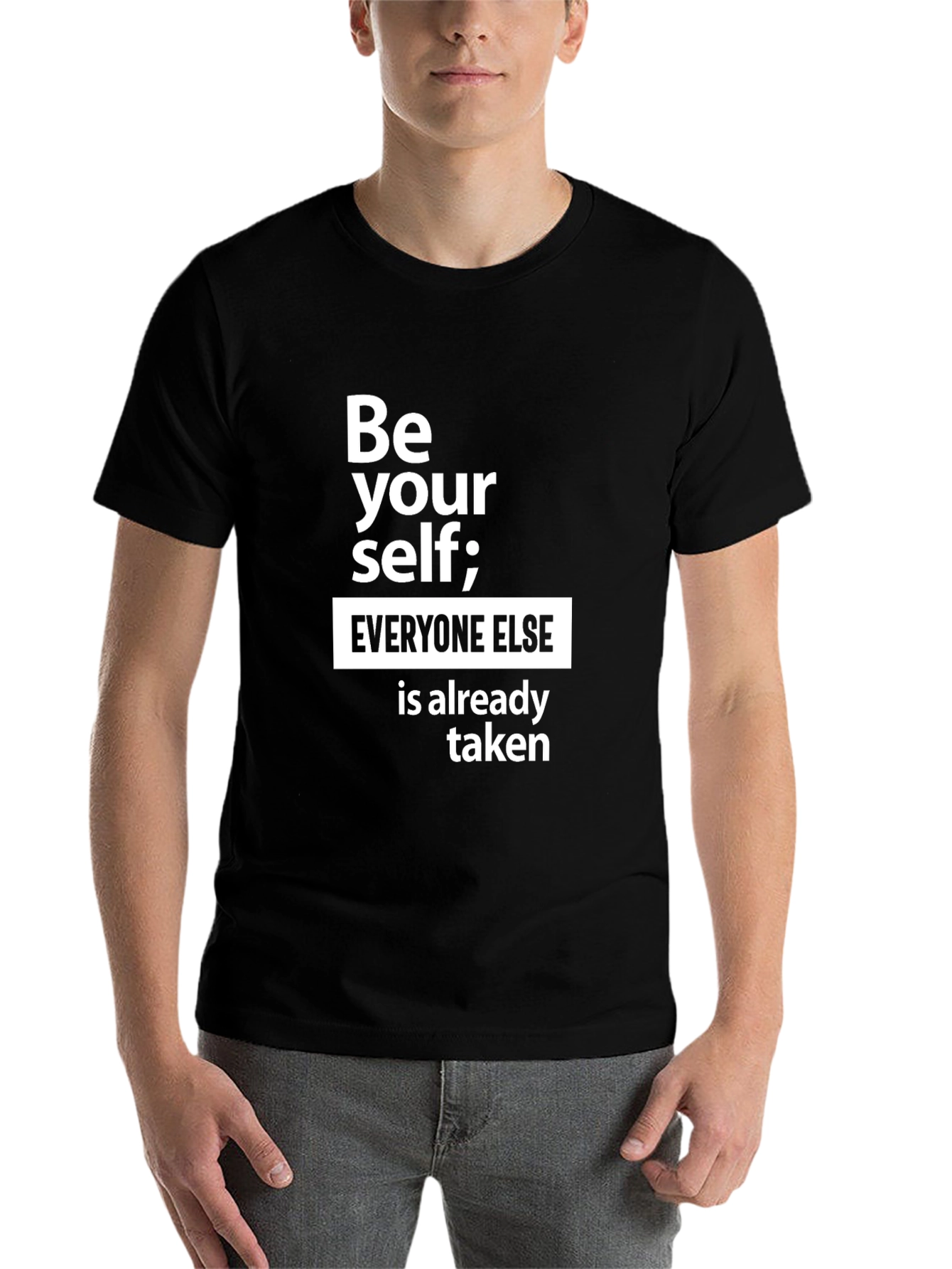 Black Be Yourself Graphic Tee - Inspirational Black T-Shirt view 7