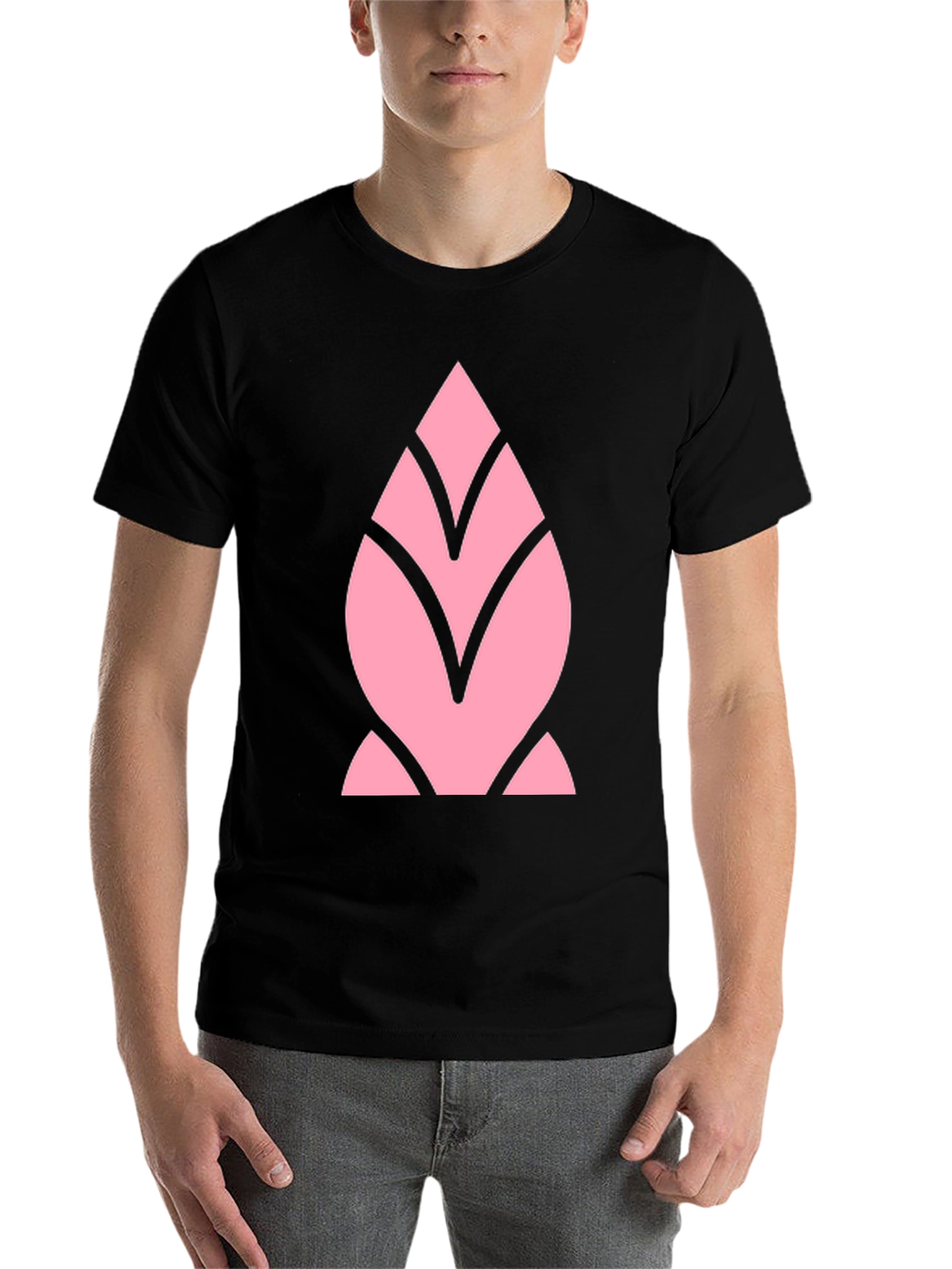 Black Pink Geometric Black T-Shirt view 7