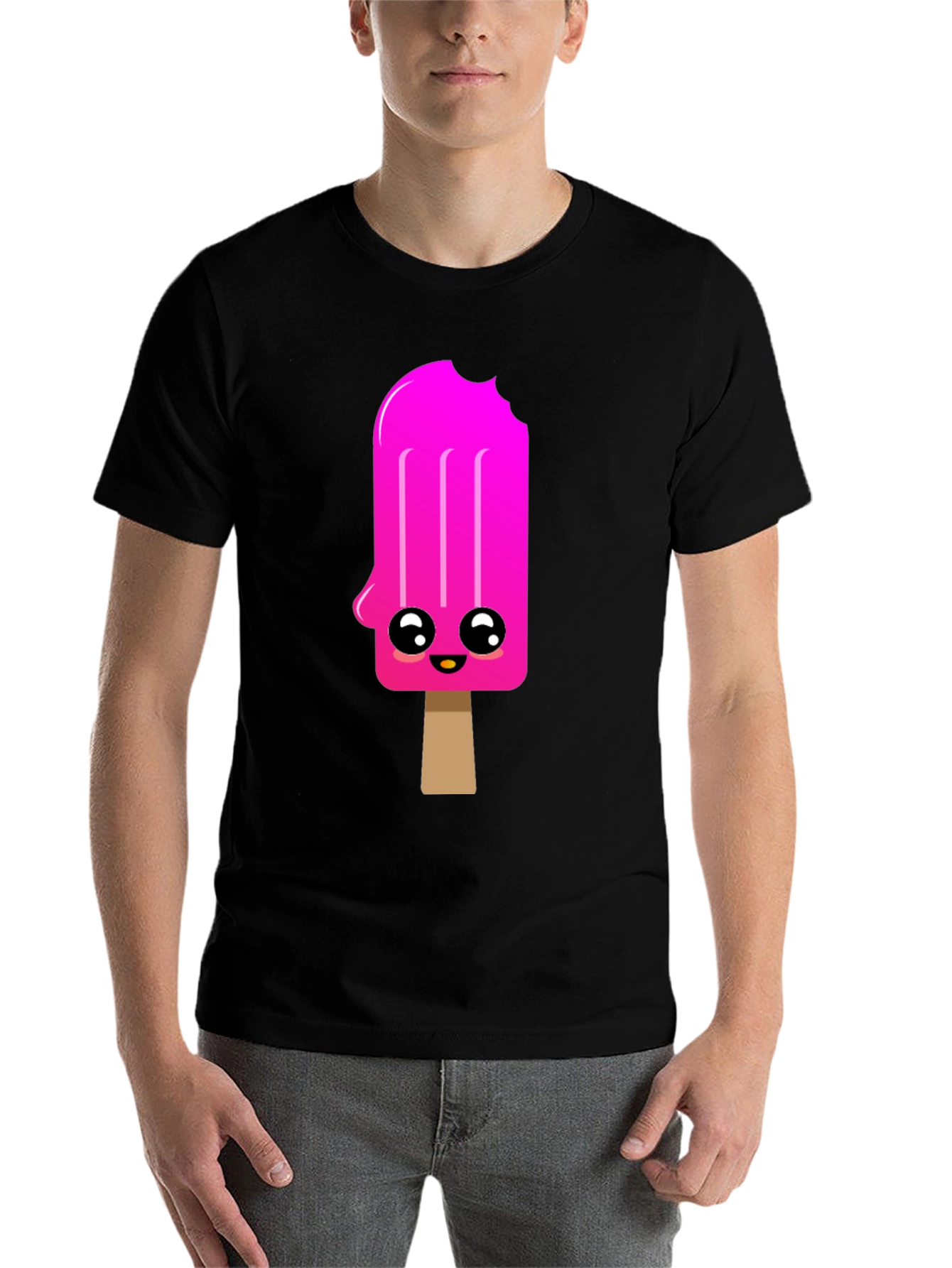 Black Kawaii Popsicle Graphic Tee - Black Cotton Blend Shirt view 7