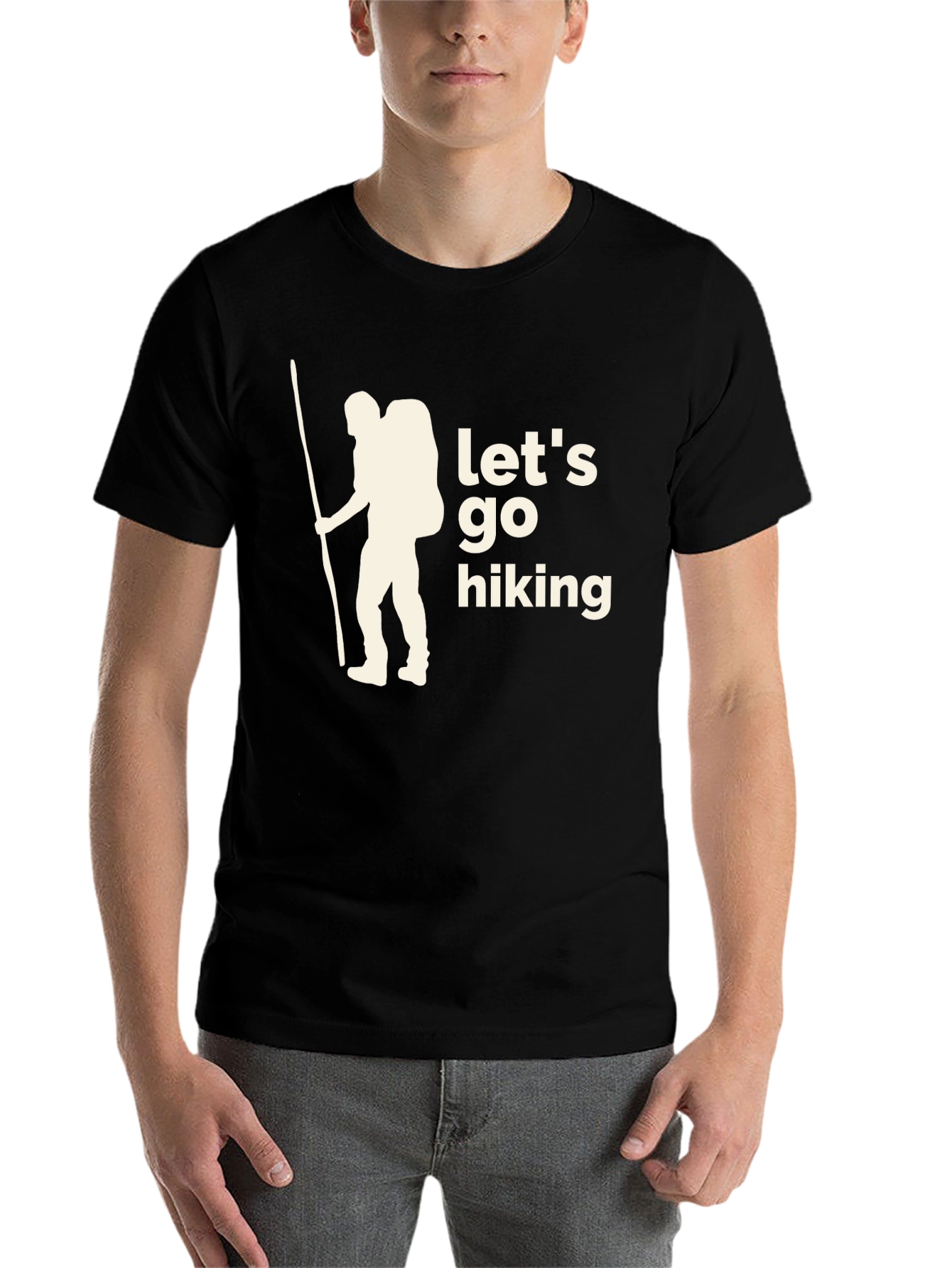 Black Let's Go Hiking Graphic T-Shirt view 7