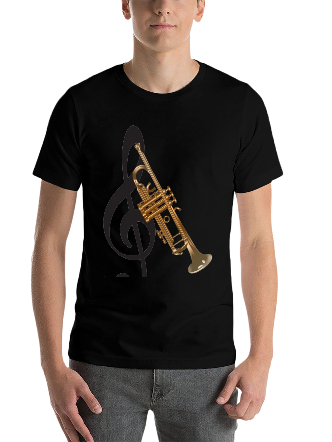 Black Trumpet Graphic Tee - Musical Instrument T-Shirt view 7