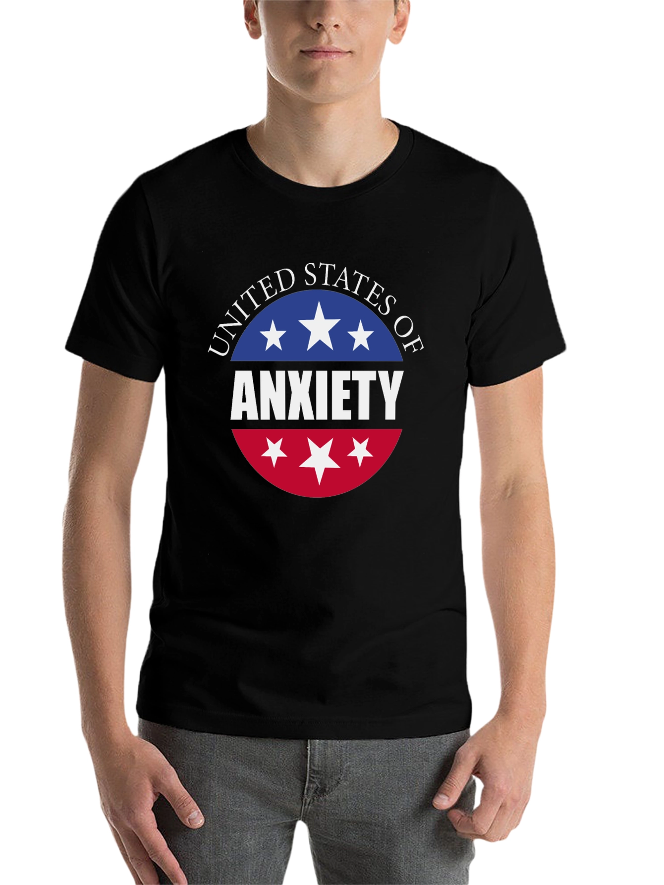 Black United States of Anxiety T-Shirt - Black view 7
