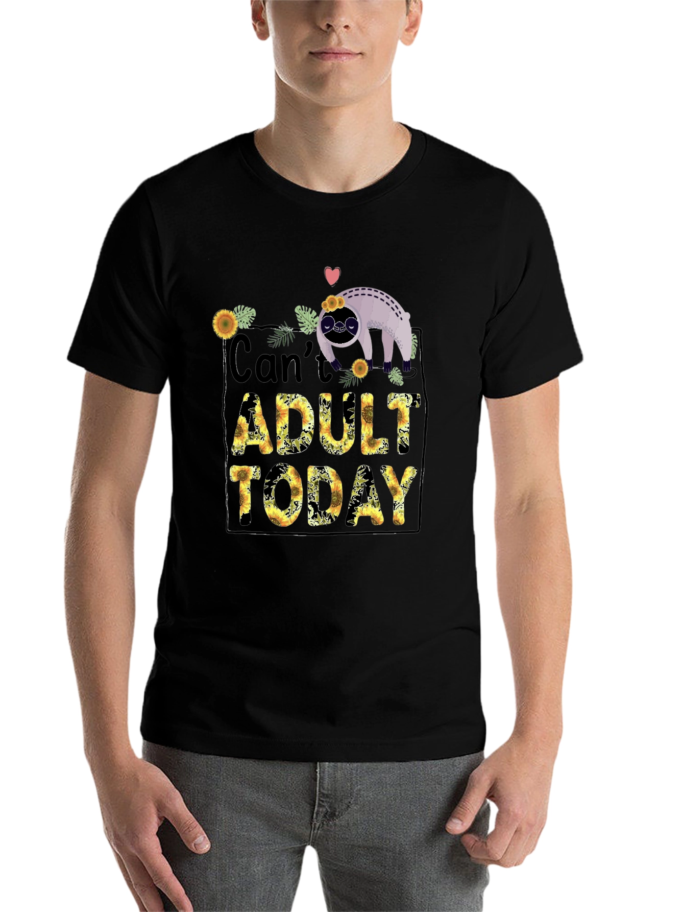 Black Can't Adult Today Sloth Graphic Tee view 7