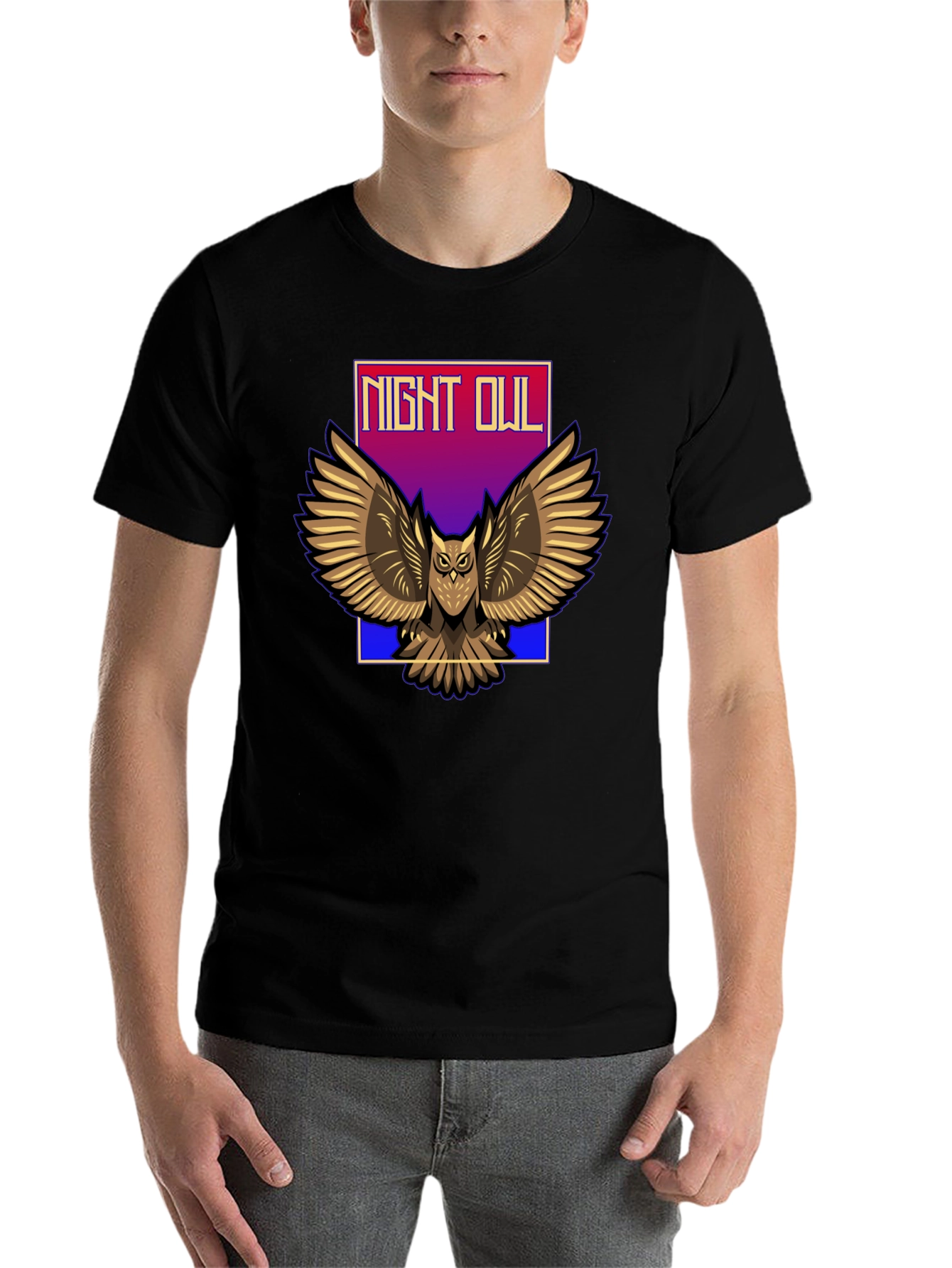 Black Night Owl Graphic T-Shirt view 7