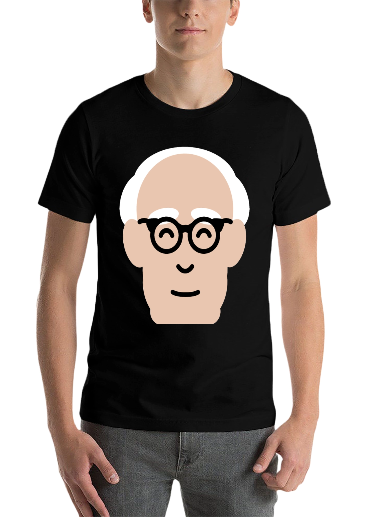 Black Funny Cartoon Face Black T-Shirt view 7