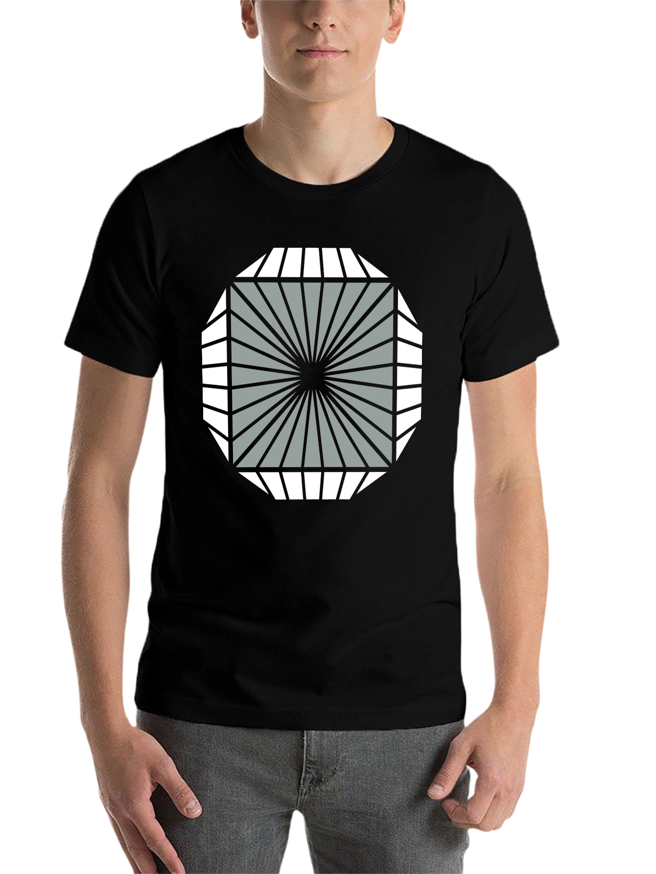 Black Geometric Graphic Tee - Stylish Modern Design view 7
