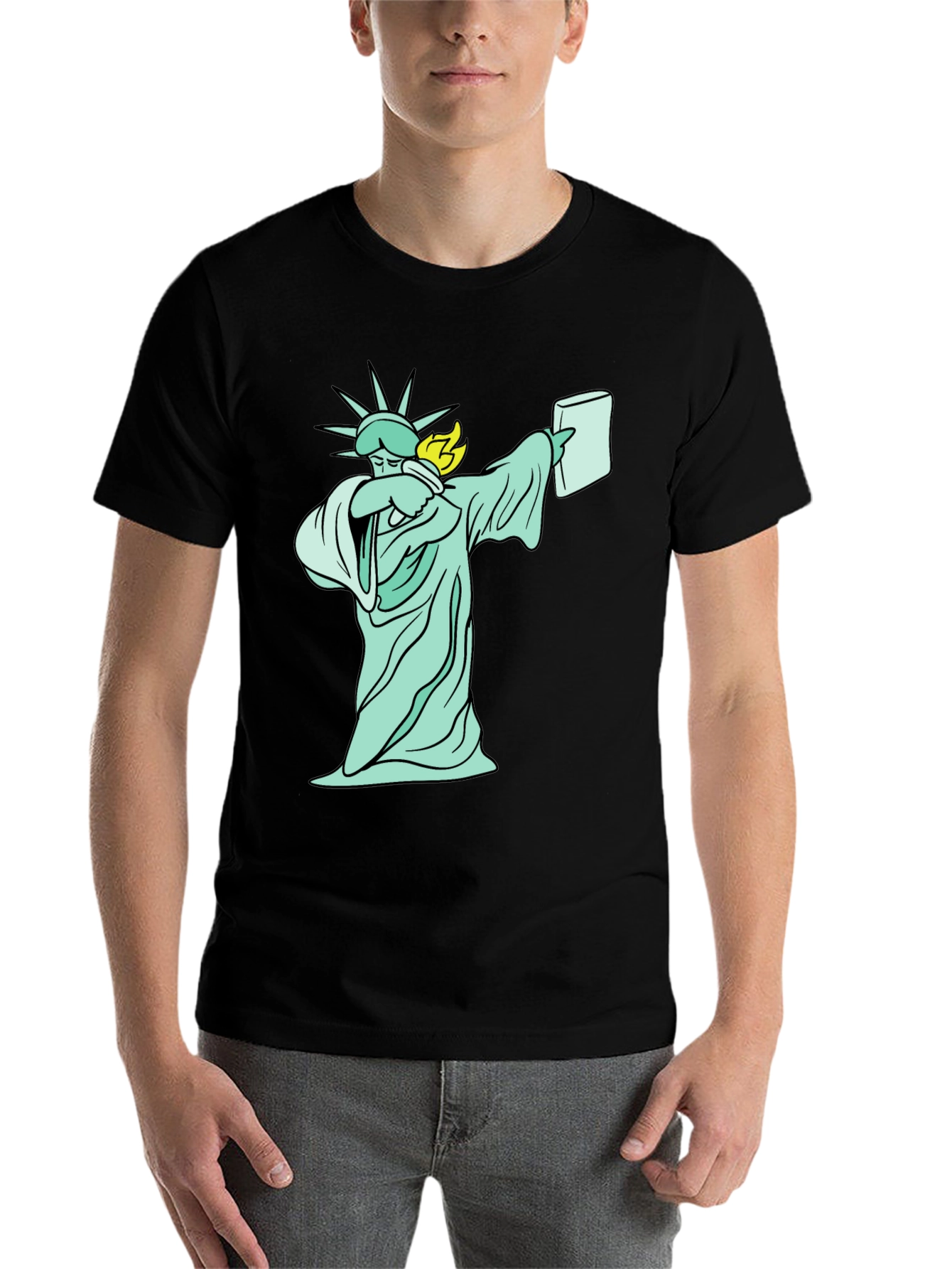 Black Dabbing Statue of Liberty T-Shirt - Funny Design view 7