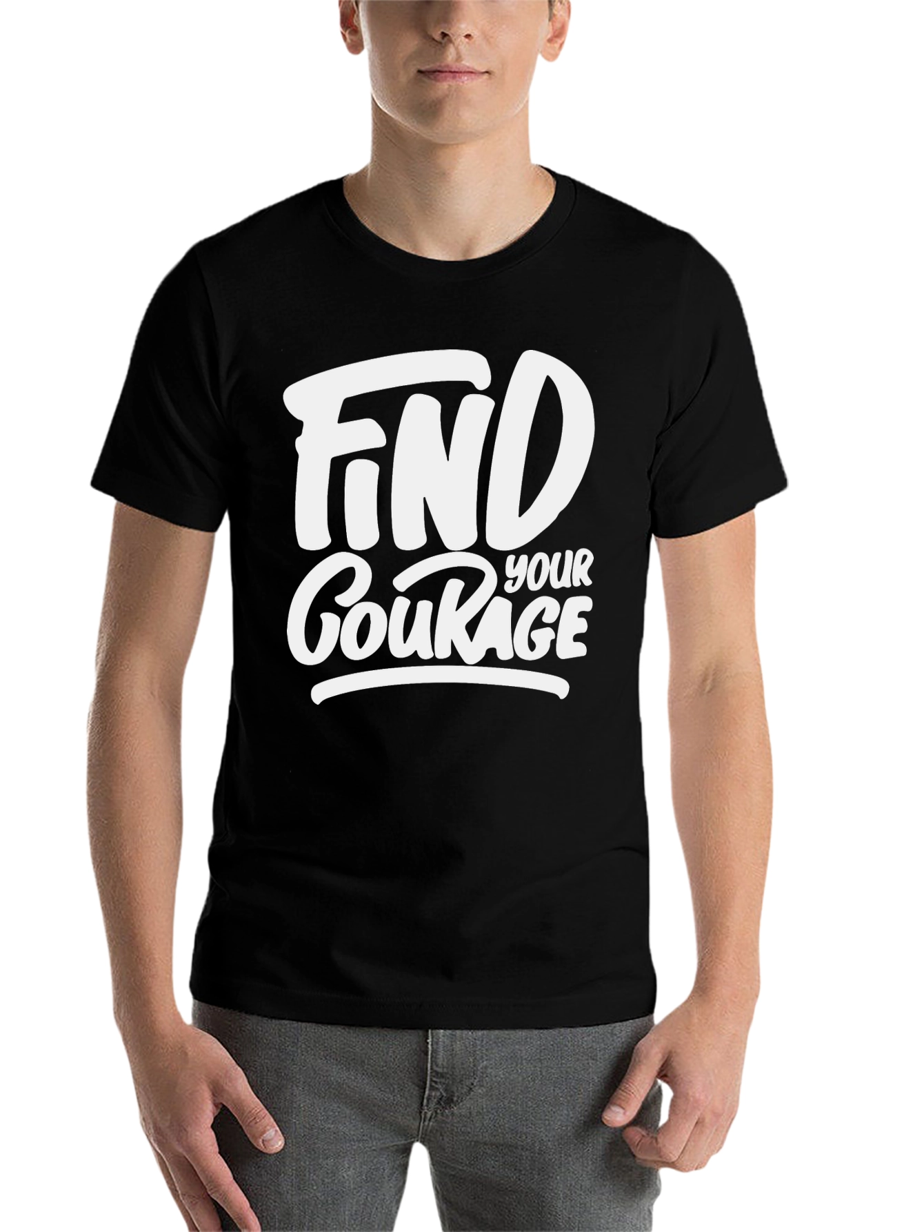 Black Find Your Courage Graphic Tee - Black Cotton T-Shirt view 7