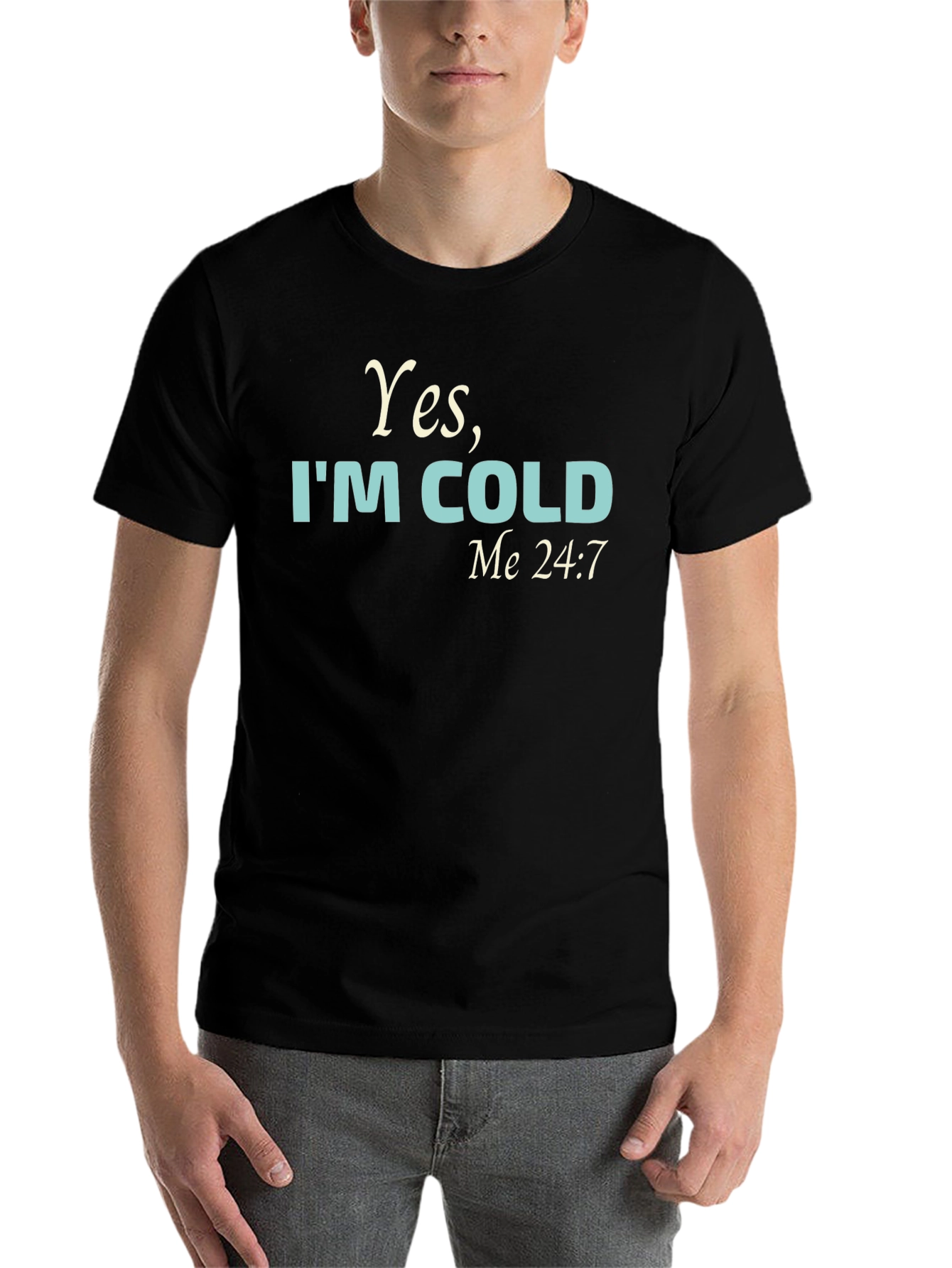 Black Funny 'Yes, I'm Cold' Graphic Tee Shirt view 7