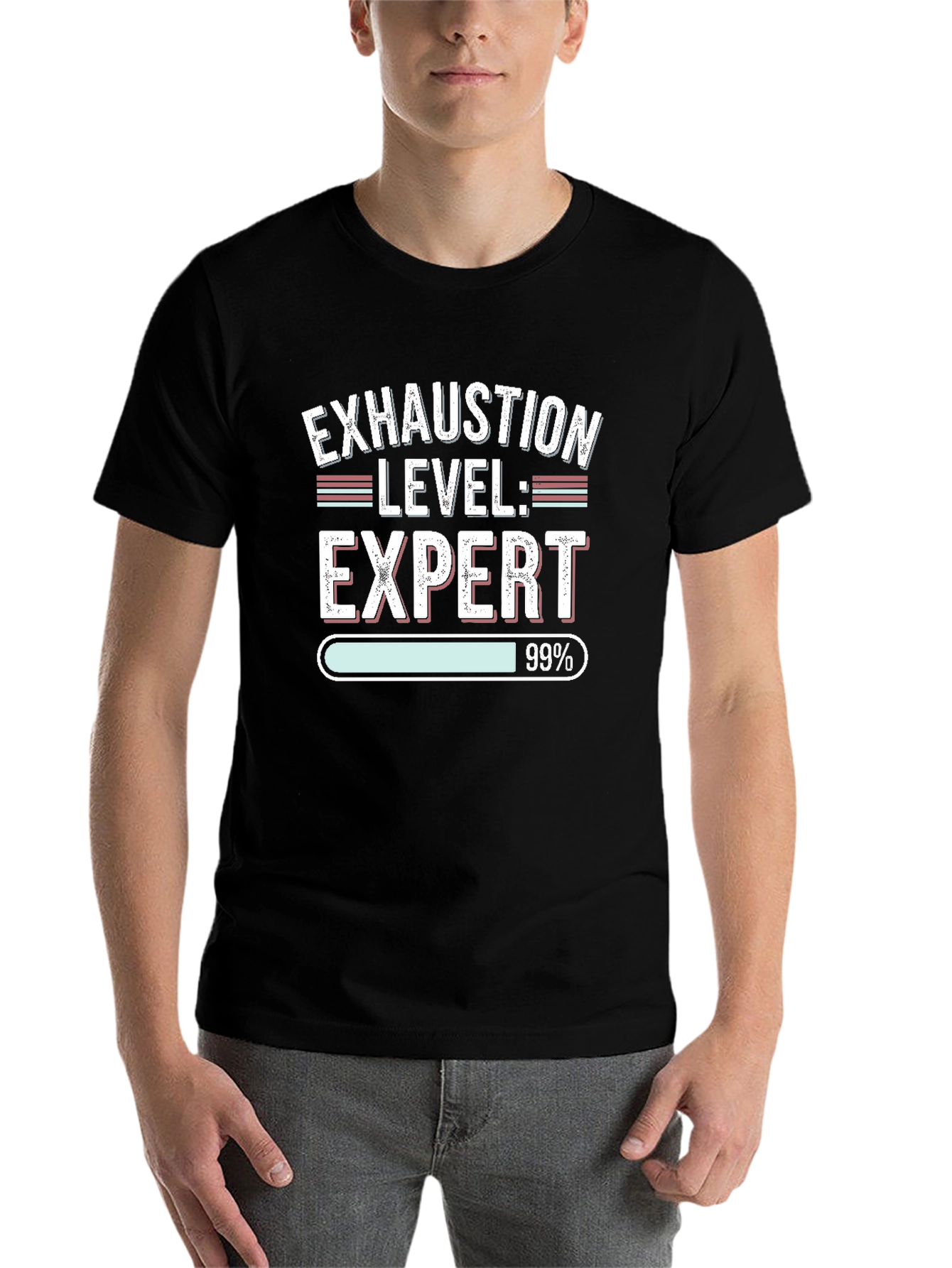 Black Exhaustion Level: Expert 99% Black T-Shirt view 7