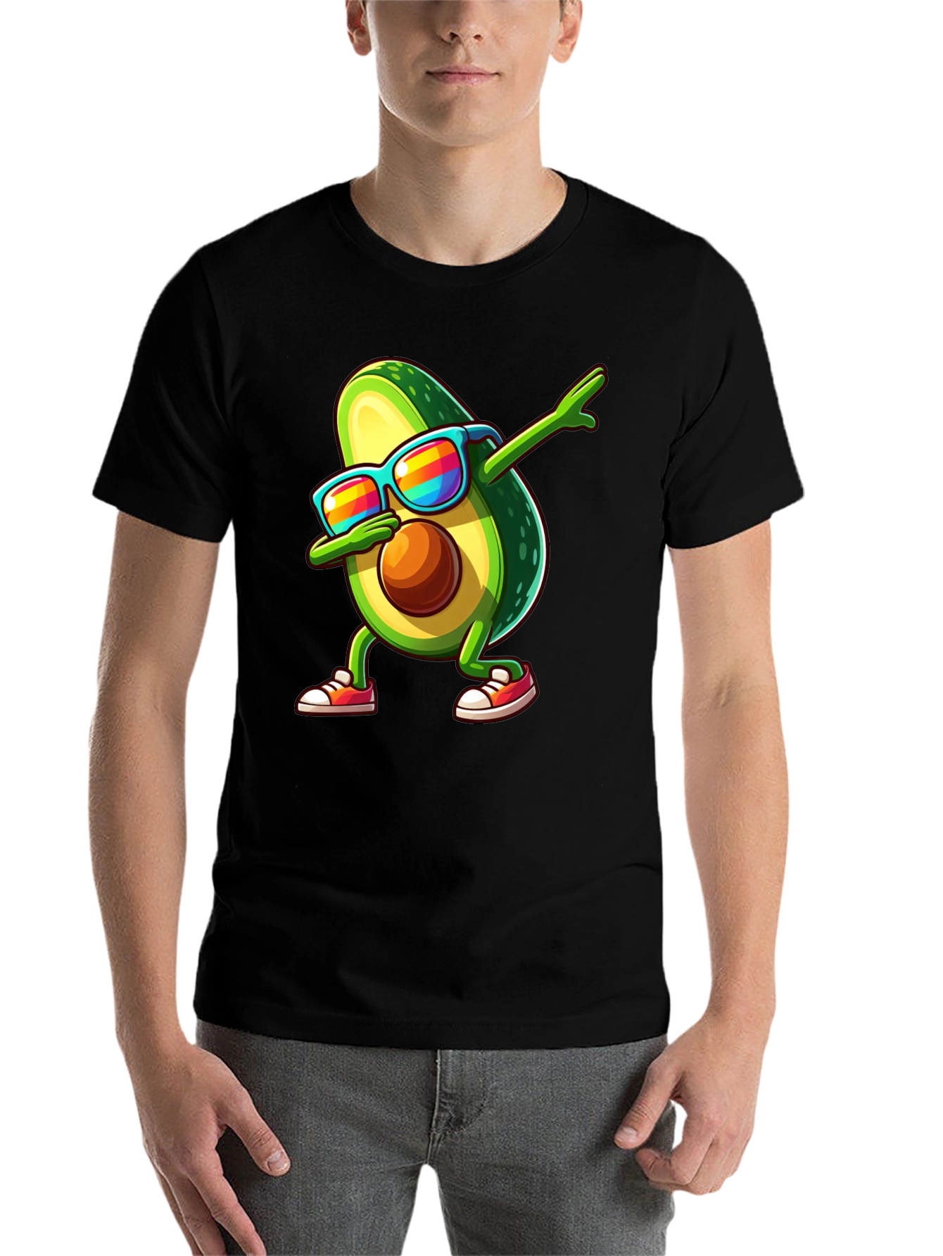 Black Dabbing Avocado T-Shirt view 7