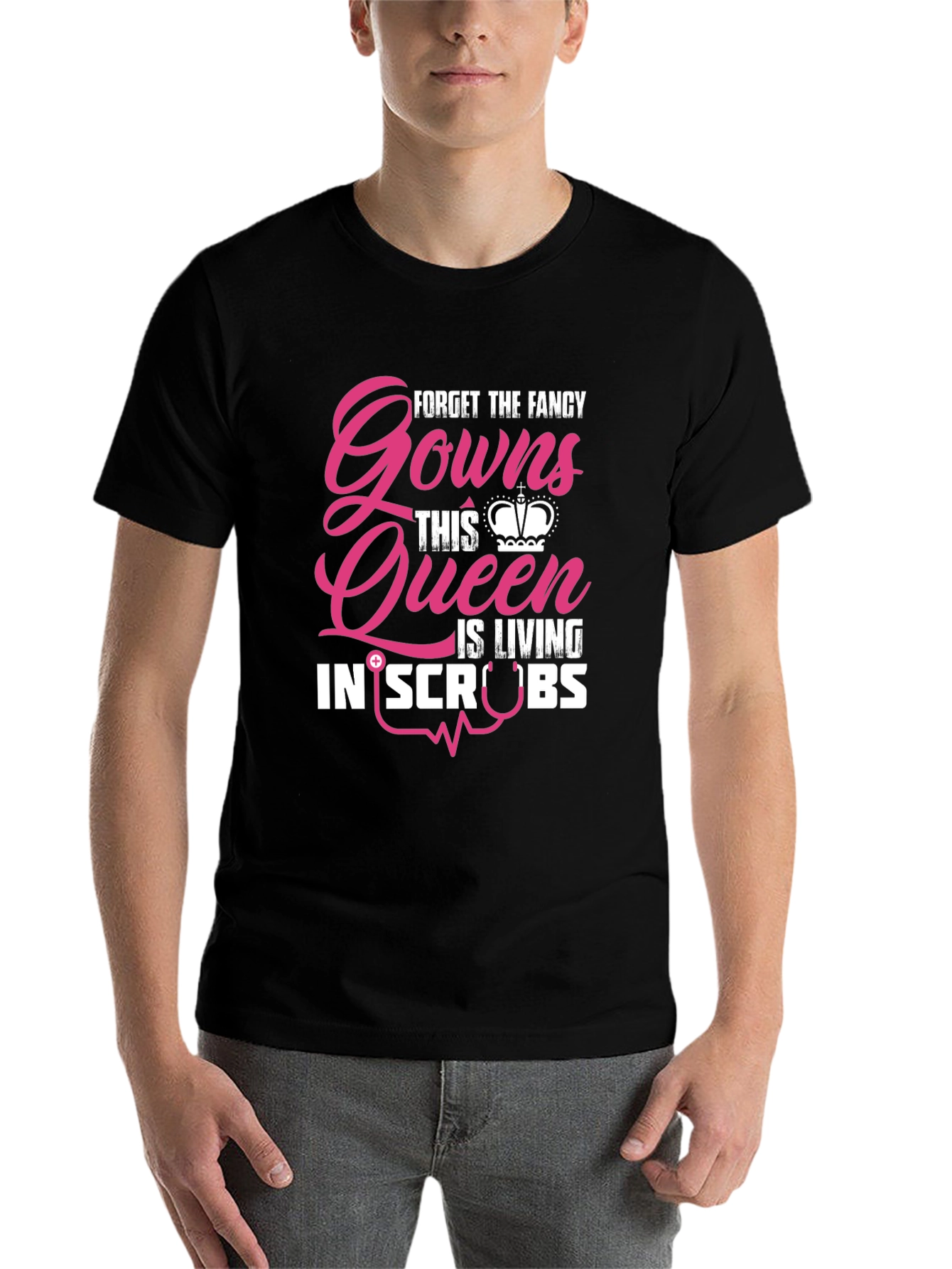 Black Queen Living in Scrubs Graphic T-Shirt view 7