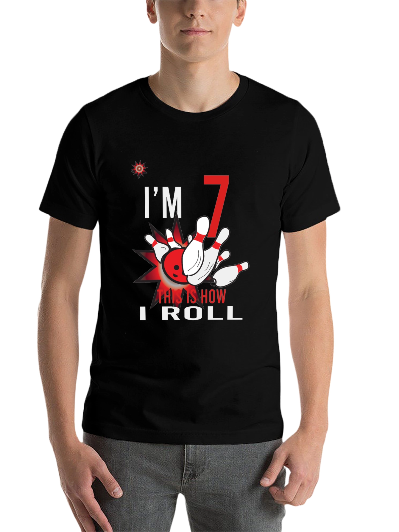 Black I'm 7 This Is How I Roll Bowling T-Shirt view 7