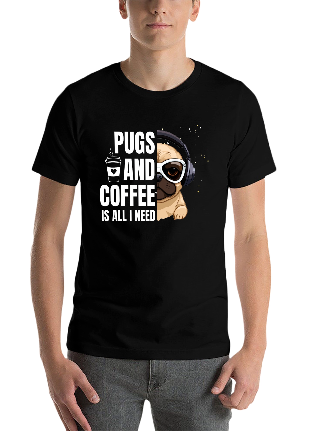 Black Pugs & Coffee Graphic Tee view 7