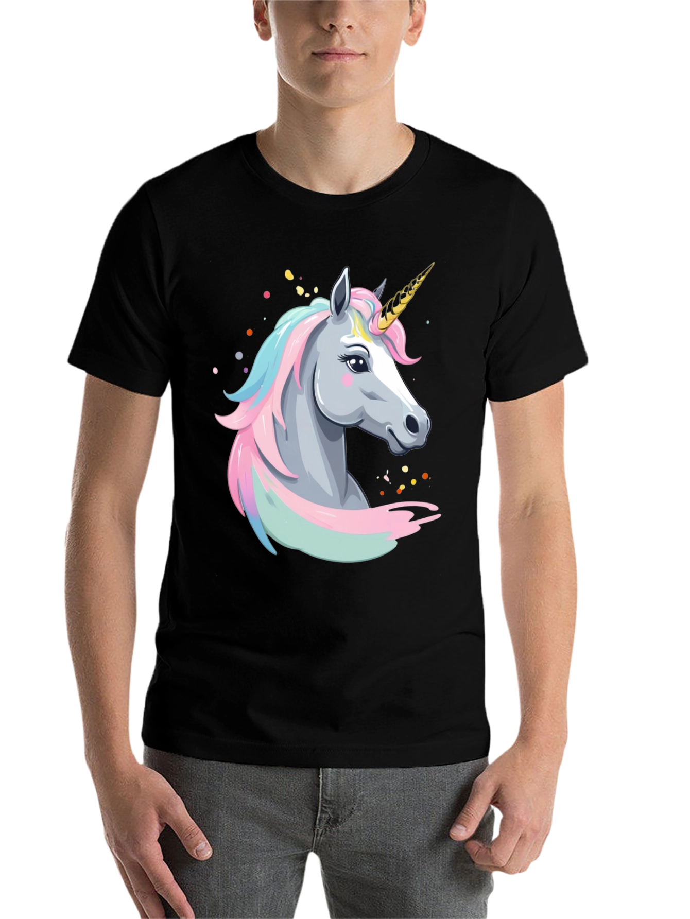 Black Unicorn Graphic T-Shirt - Black Cotton Tee view 7