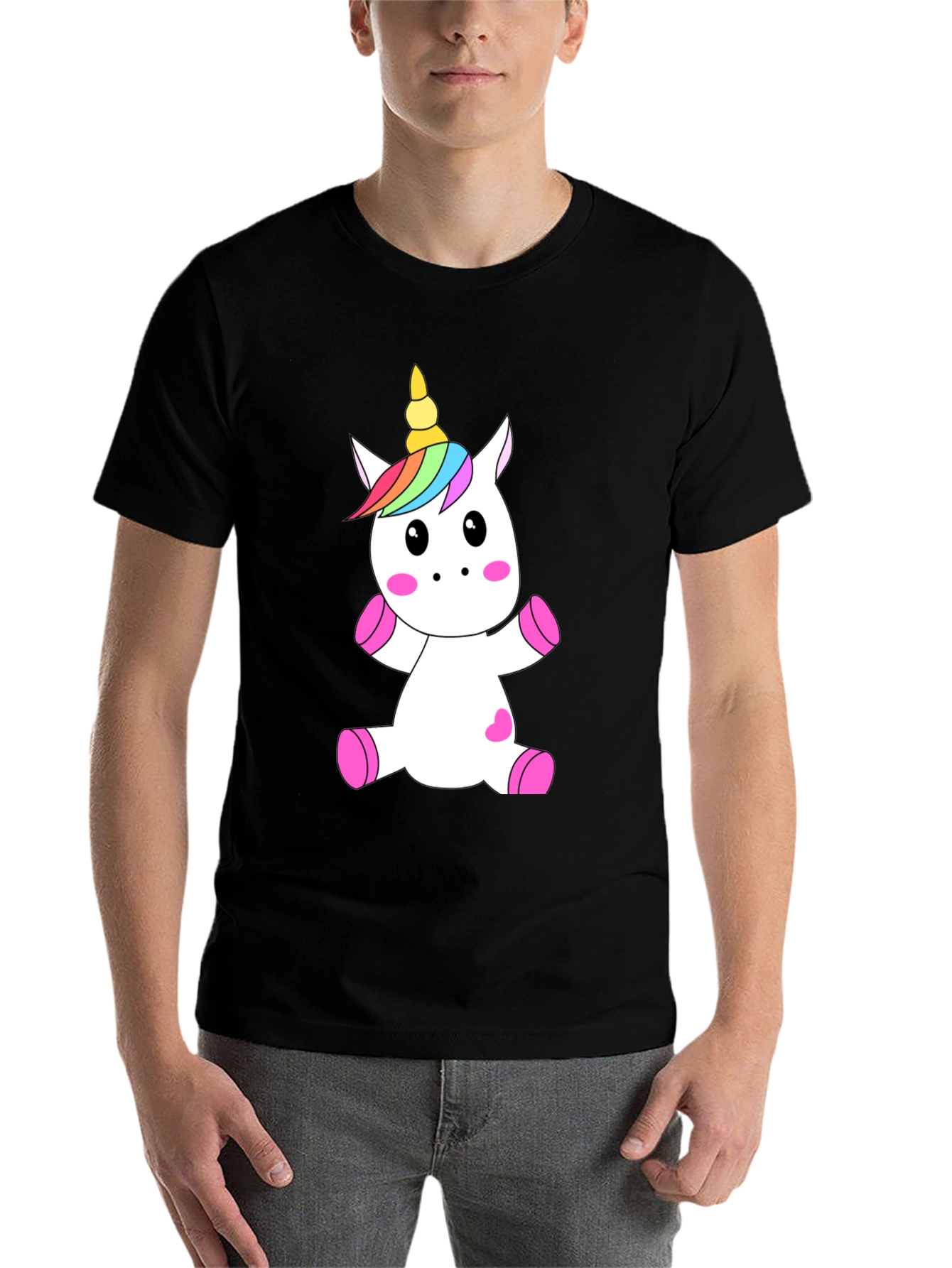 Black Unicorn Graphic Black T-Shirt - Cute Cartoon Design view 7