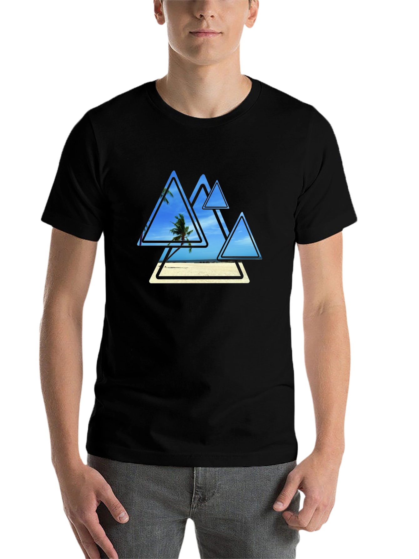 Black Tropical Triangle T-Shirt view 7