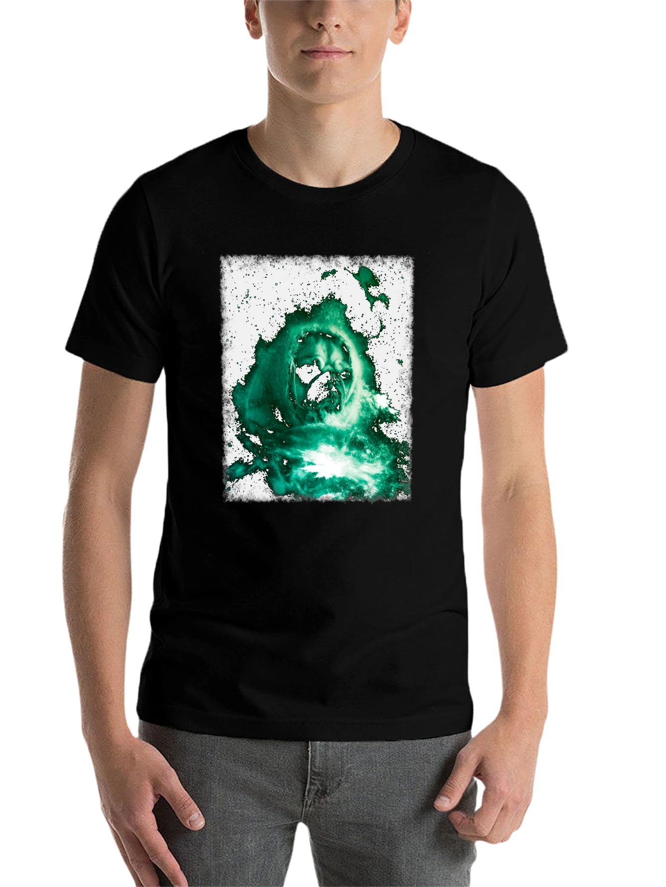 Black Pug Wizard Graphic T-Shirt - Black Cotton Tee view 7