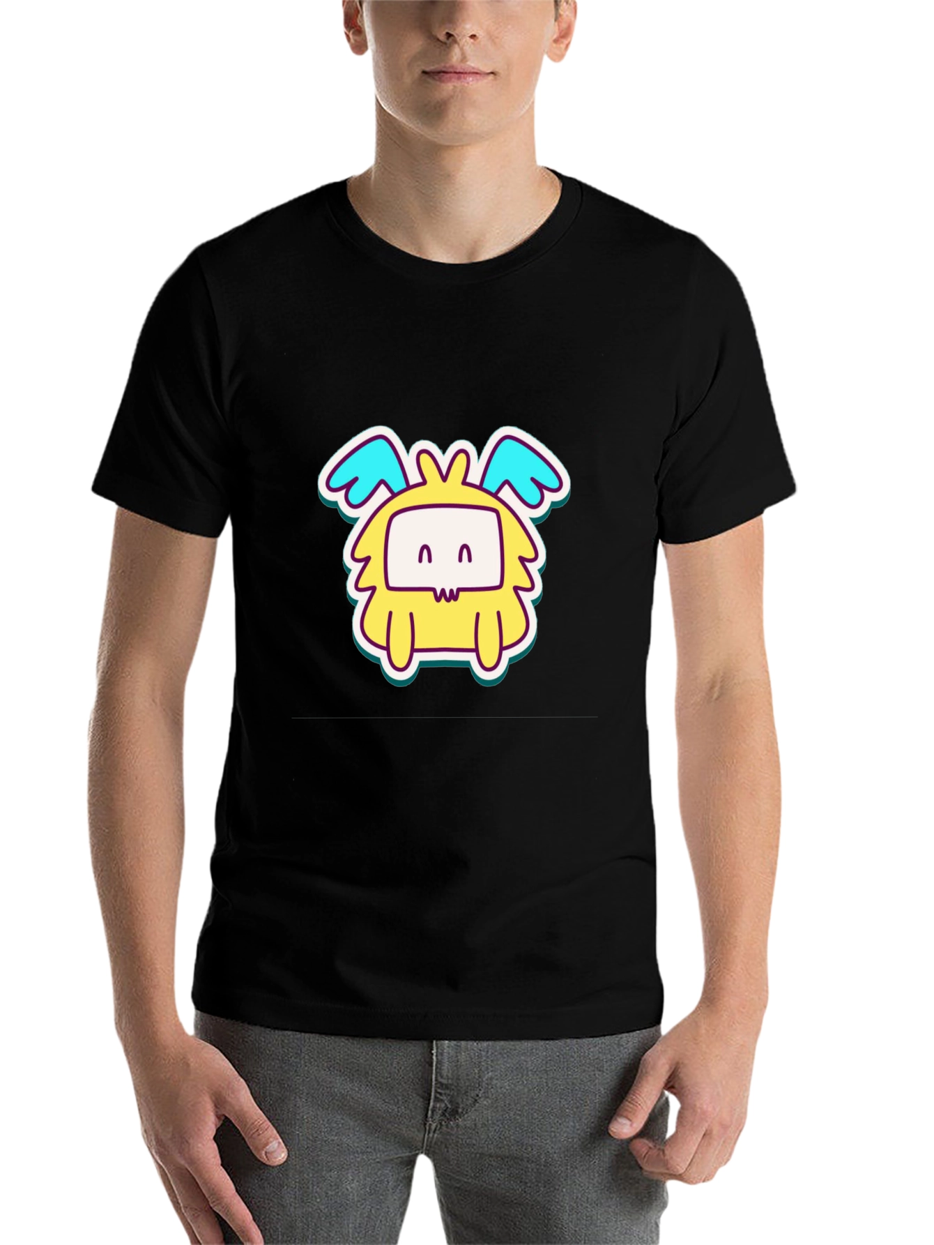 Black Cute Cartoon Monster Graphic T-Shirt view 7