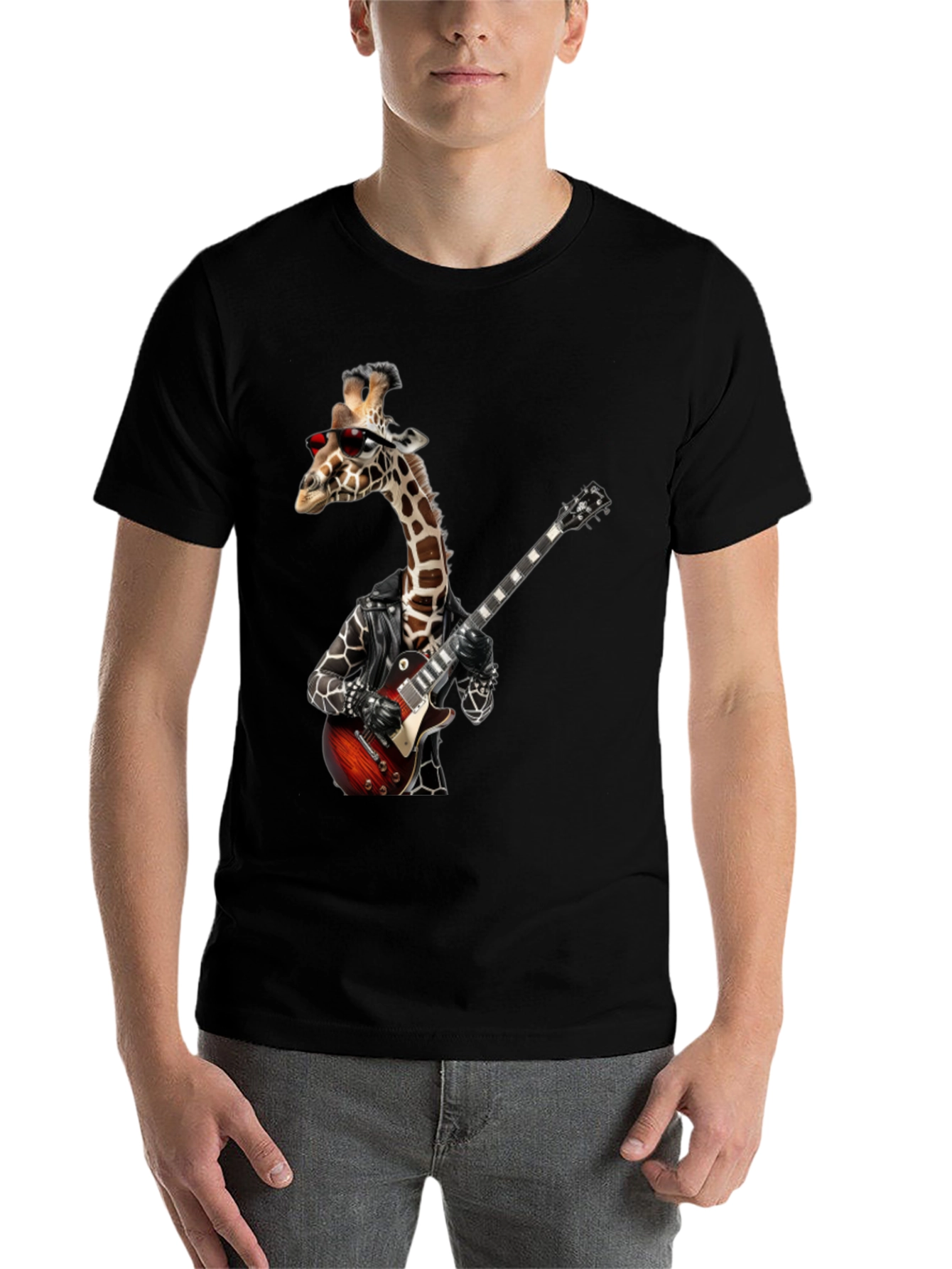Black Giraffe Rocker Graphic Tee - Black view 7