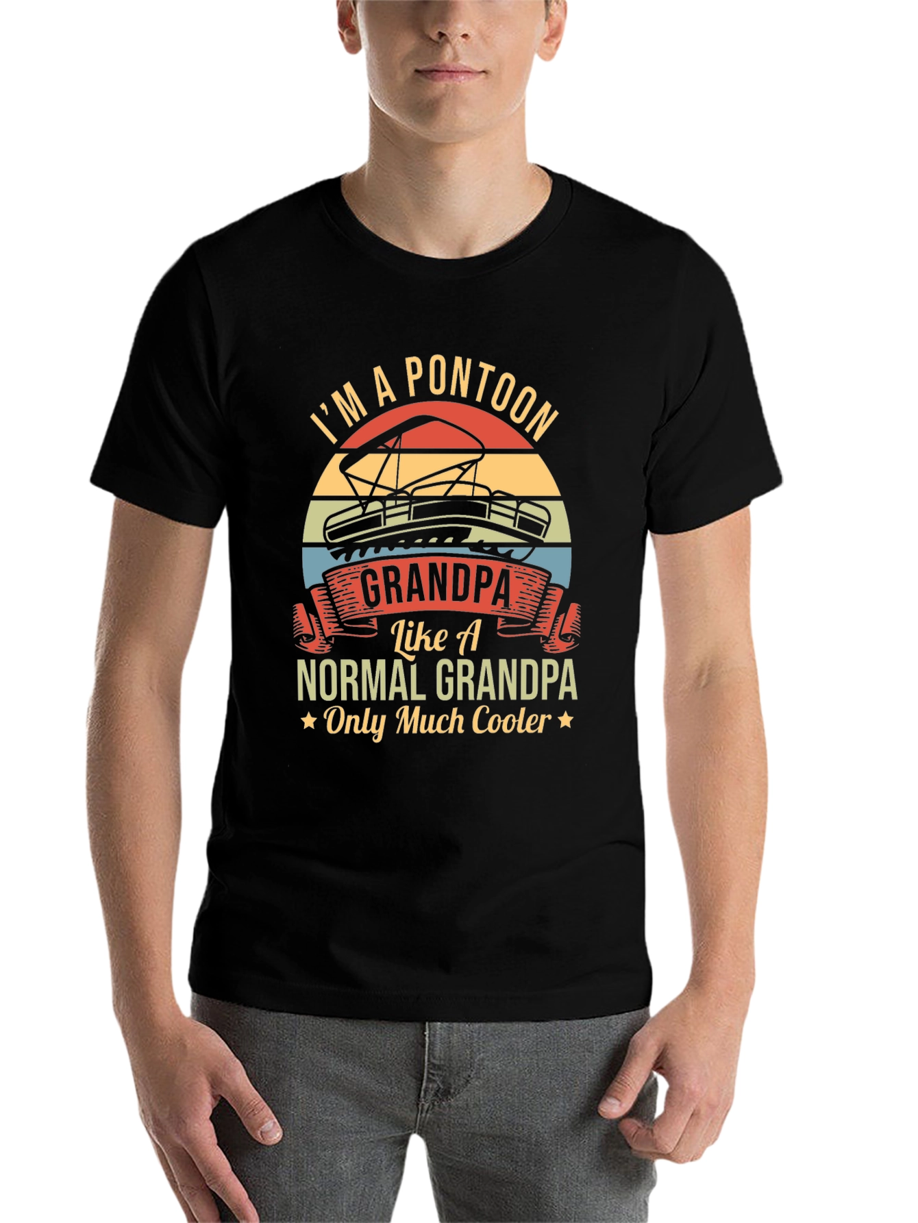 Black I'm A Pontoon Grandpa T-Shirt view 7