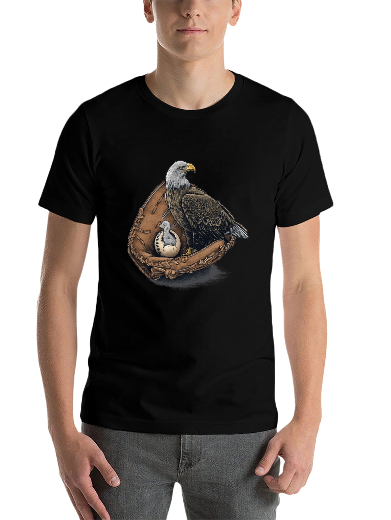 Black Eagle Baseball Glove Graphic Tee view 7