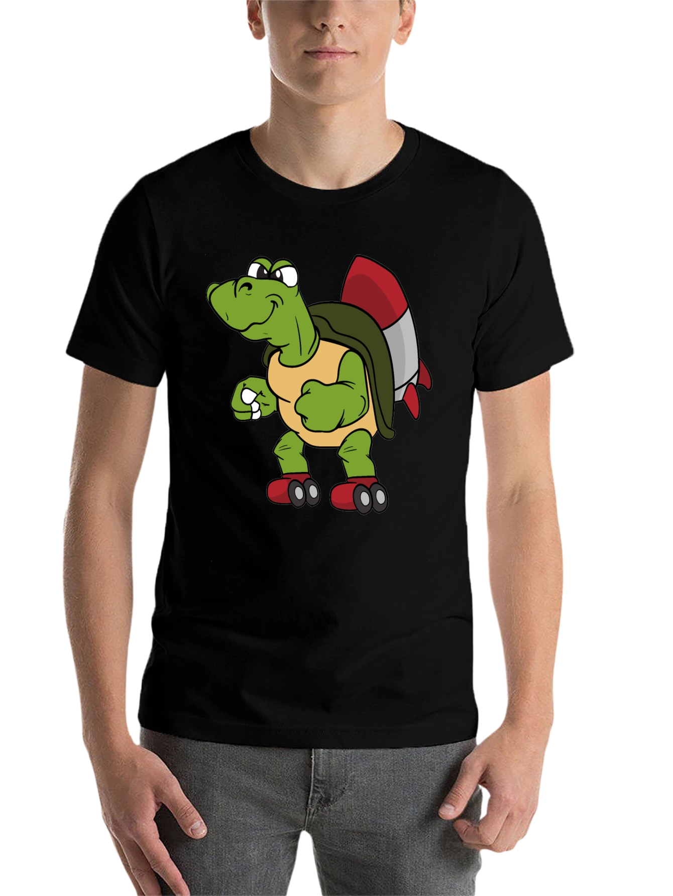 Black Turtle Rocket Shirt - Unique Cartoon Tee view 7