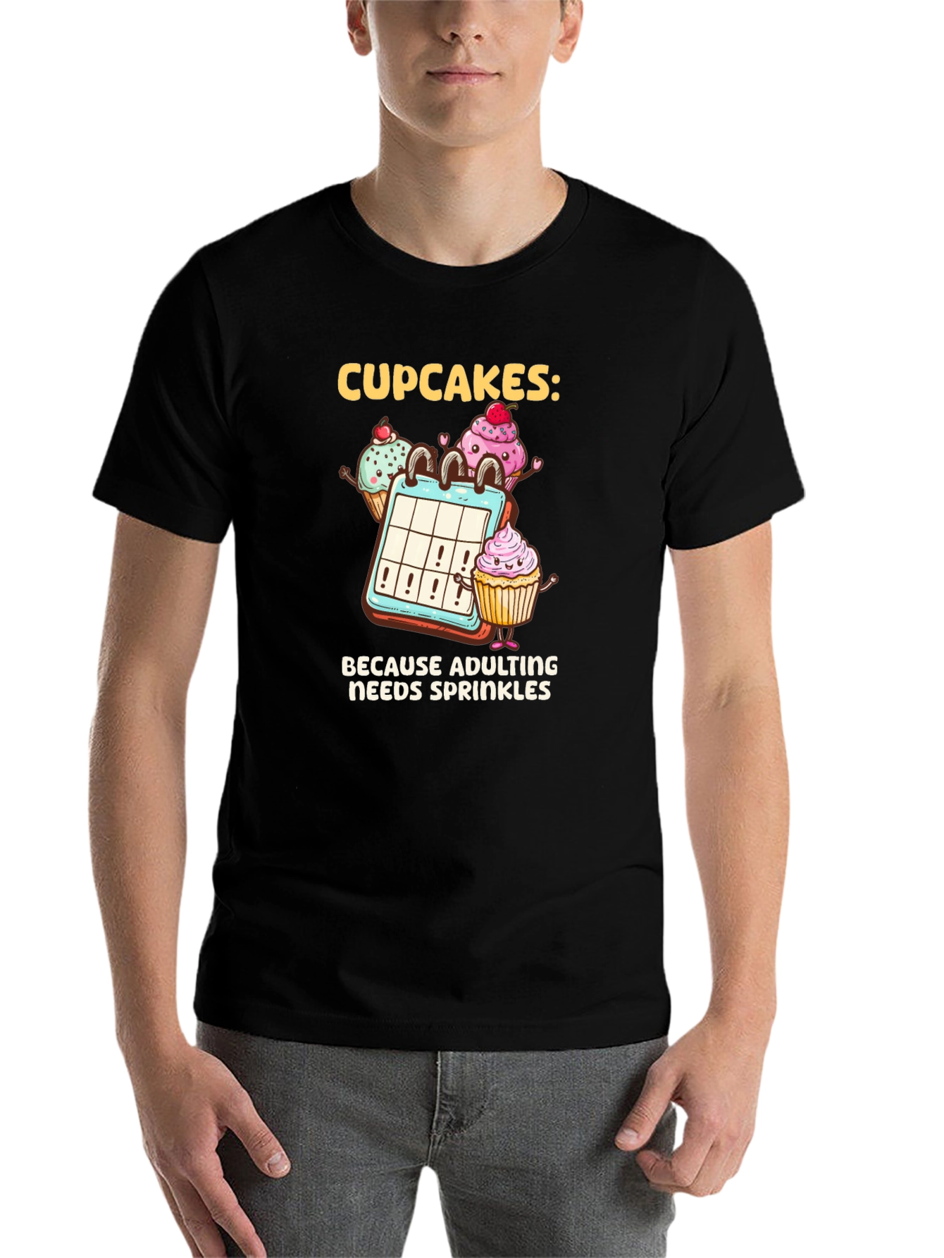 Black Cupcakes: Because Adulting Needs Sprinkles T-Shirt view 7