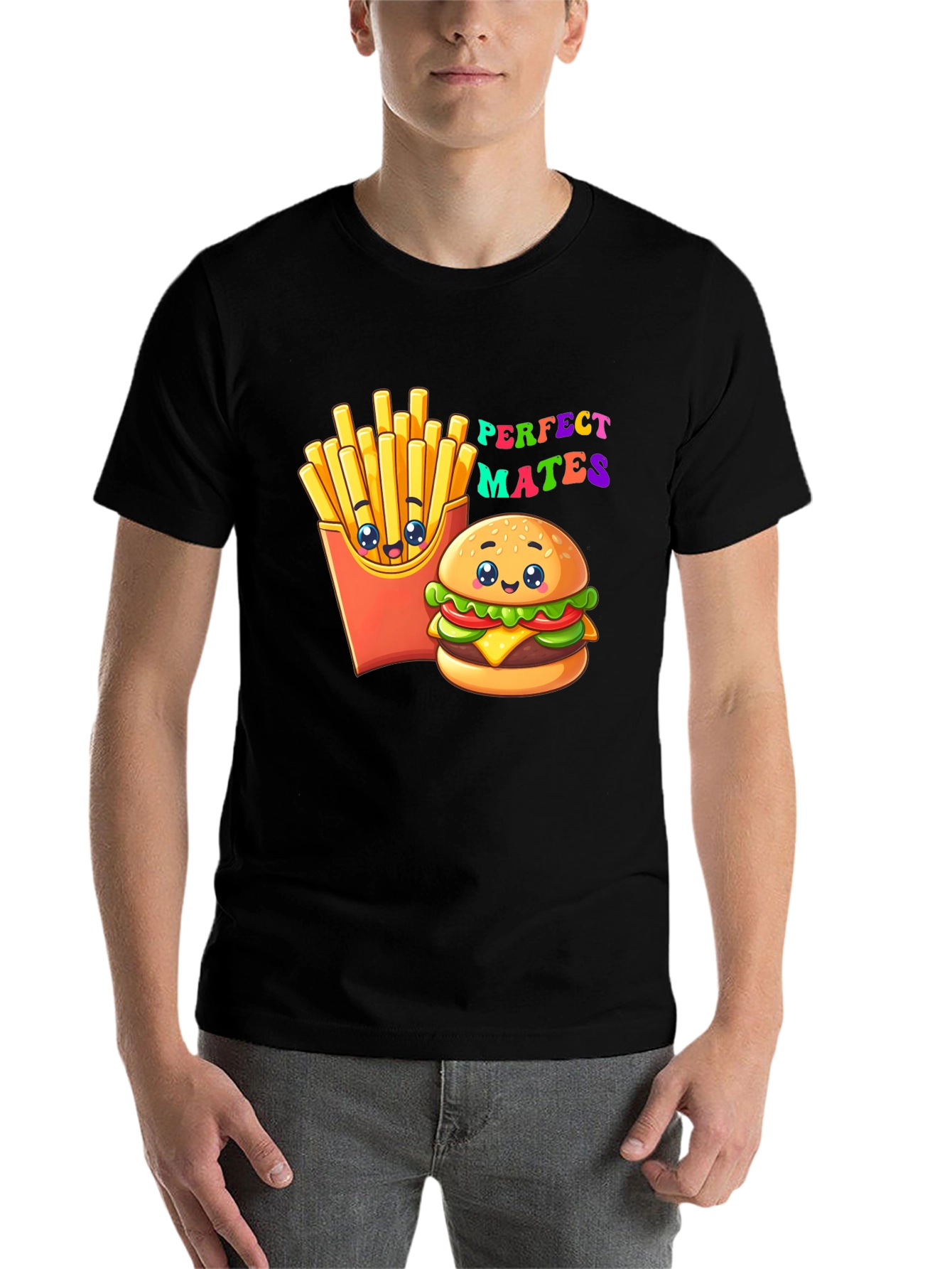Black Perfect Mates Burger & Fries Graphic Tee view 7