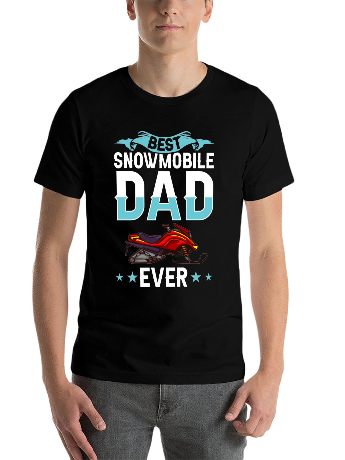 Black Best Snowmobile Dad Ever T-Shirt - Unique Gift view 7