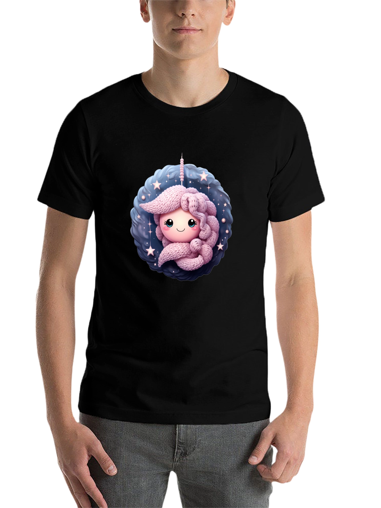 Black Cute Unicorn Black T-Shirt view 7