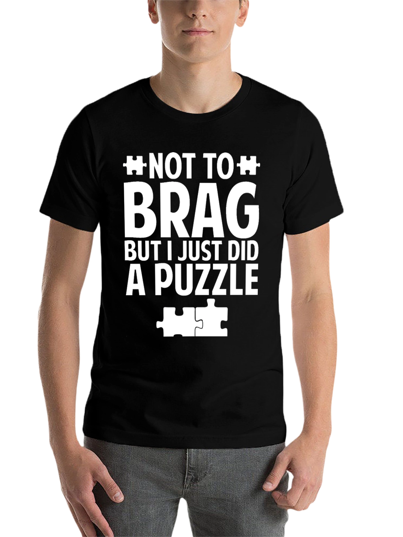 Black Puzzle Solved! Funny Graphic T-Shirt view 7
