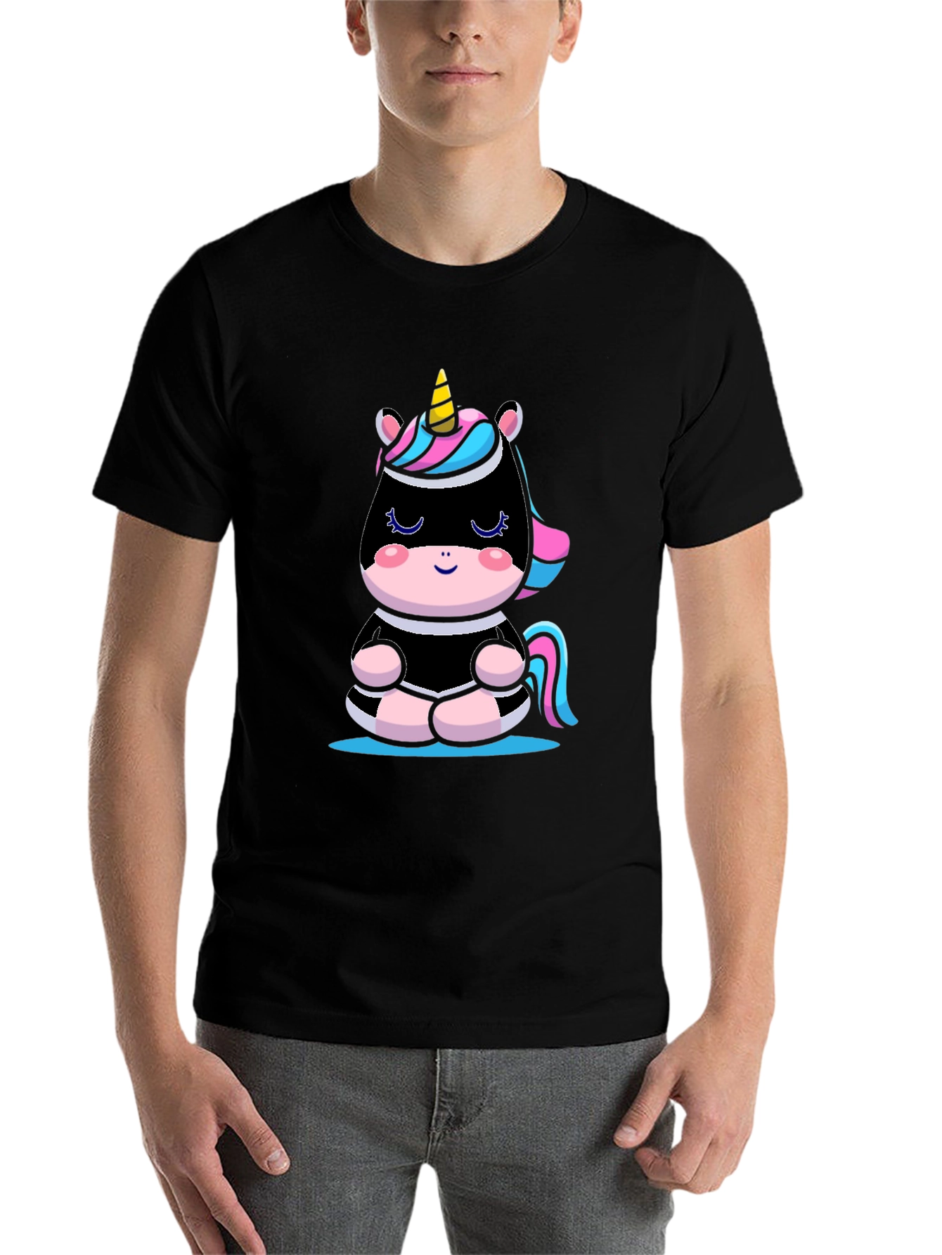 Black Meditating Unicorn T-Shirt - Black view 7