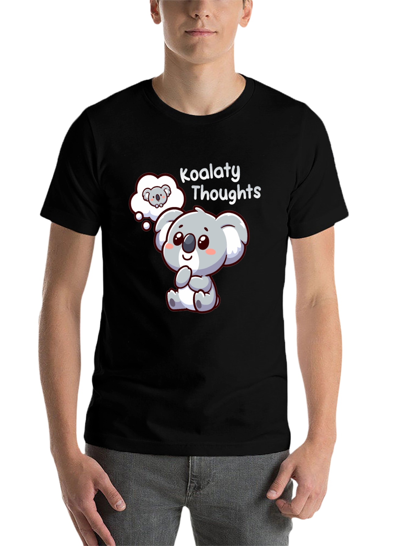 Black Koalaty Thoughts T-Shirt - Cute Koala Graphic Tee view 7