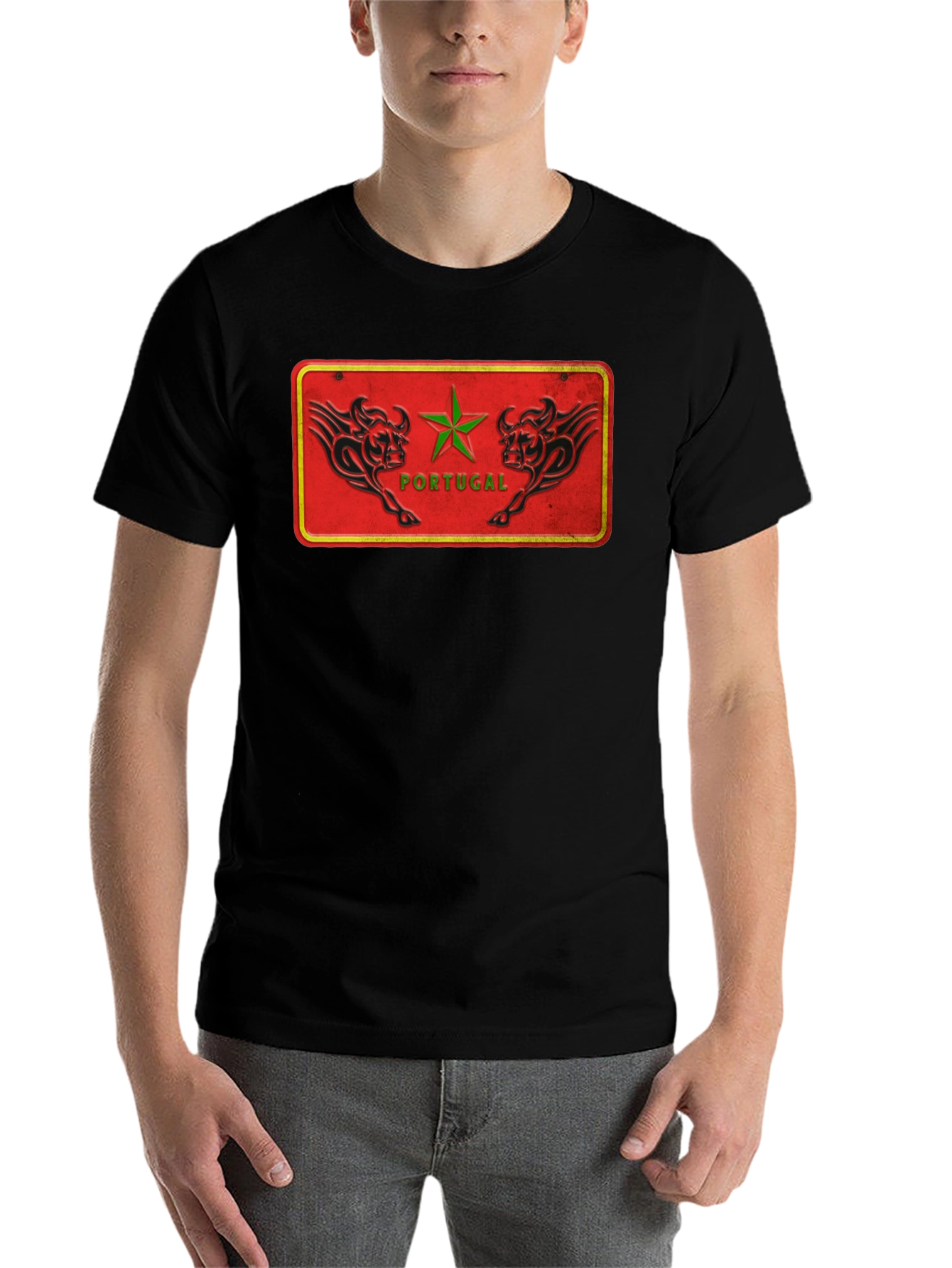 Black Portugal Bulls Graphic Tee - Cool Design Shirt view 7