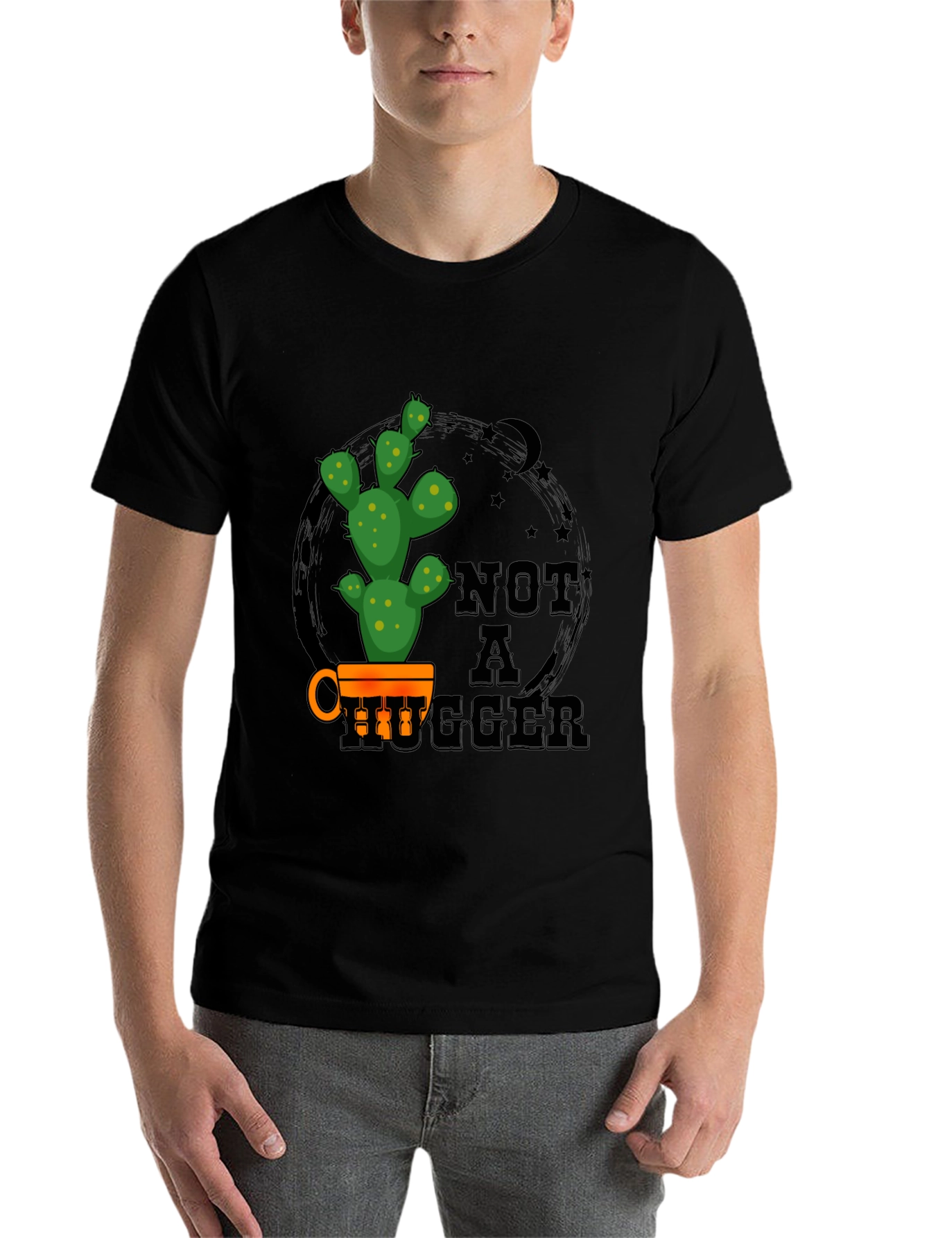 Black Not a Hugger Cactus Graphic Tee view 7