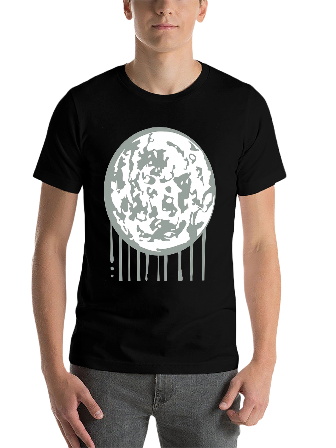 Black Lunar Drip Graphic Tee - Modern Streetwear view 7