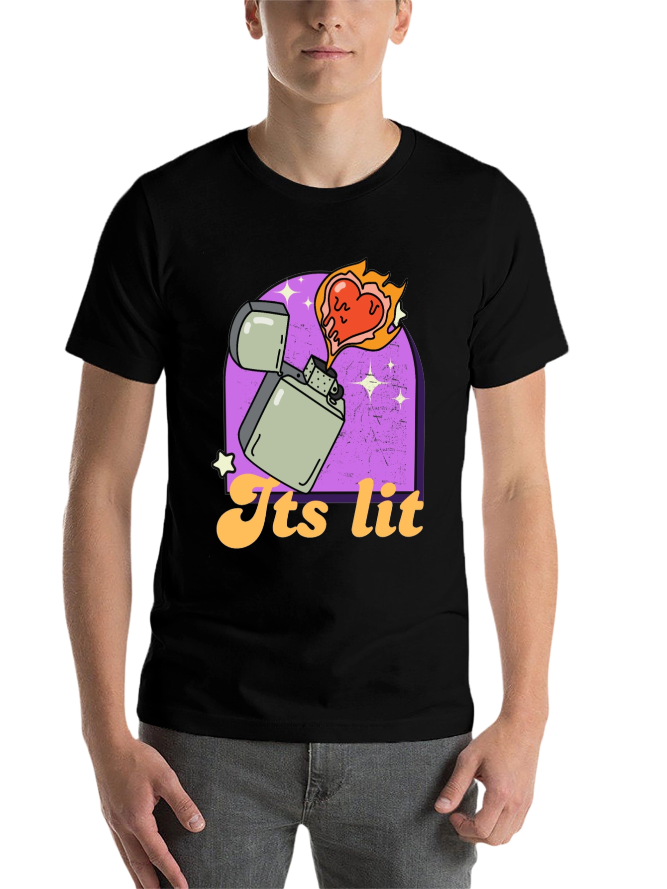 Black Its Lit T-Shirt - Novelty Graphic Tee view 7
