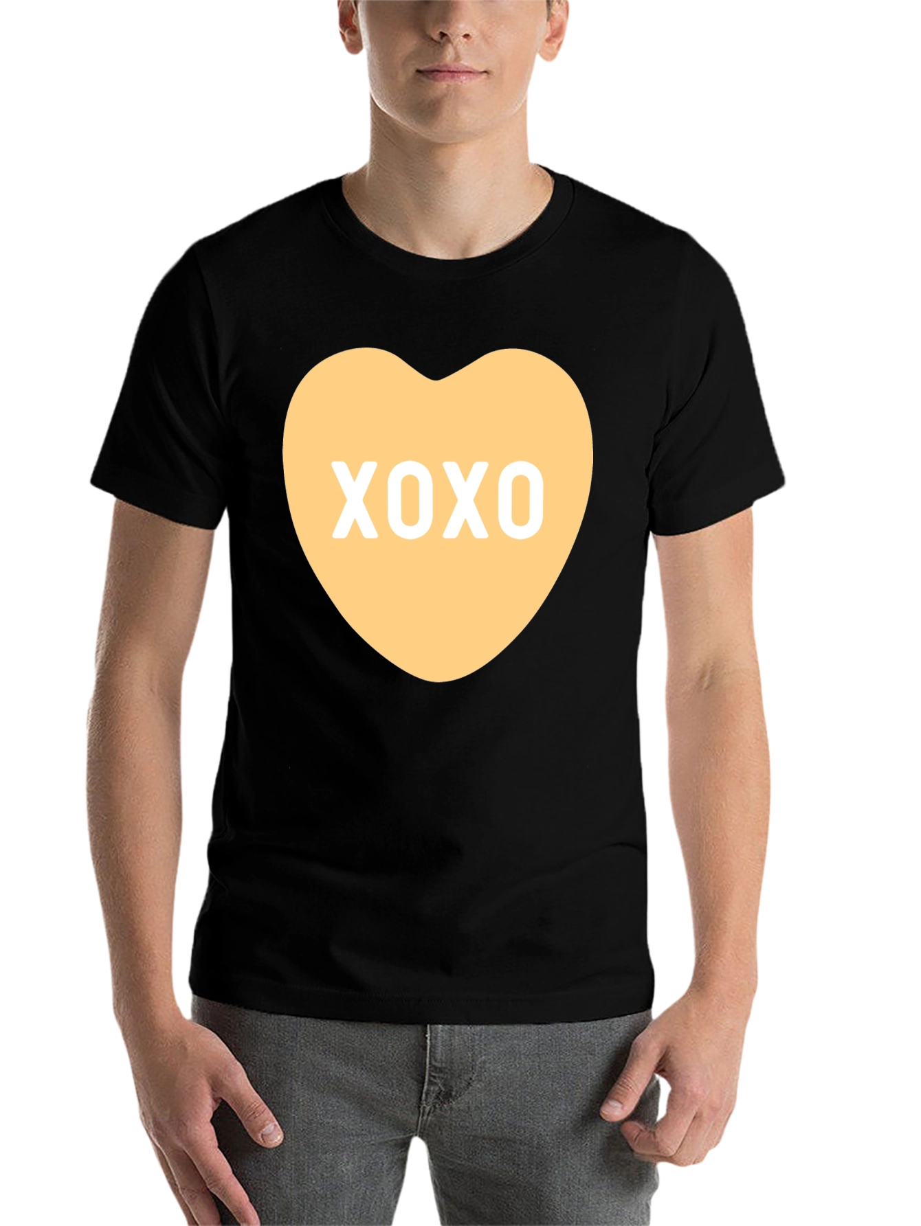 Black XOXO Heart Graphic Tee - Valentine's Day Shirt view 7