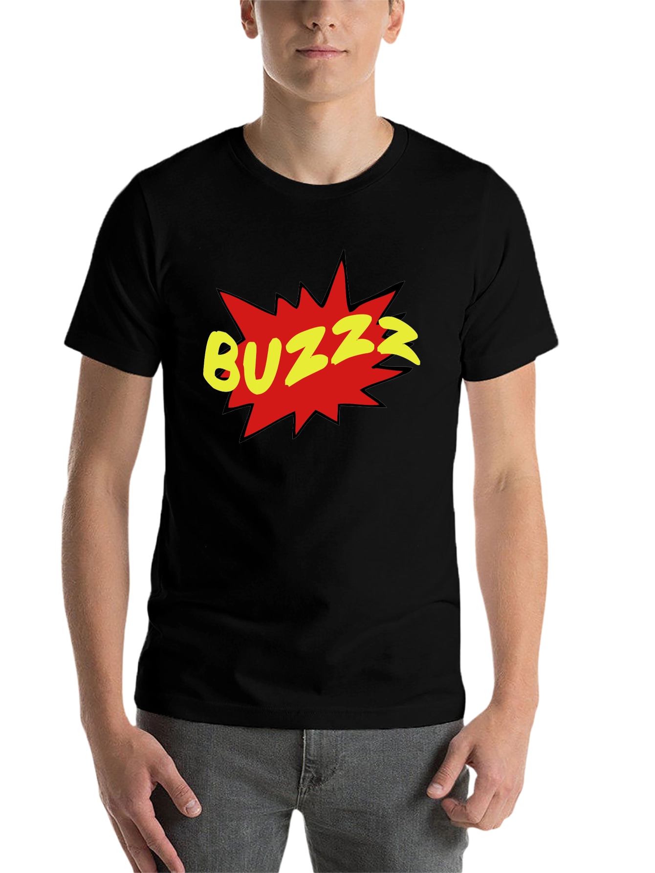 Black BUZZ Graphic Tee - Black Short Sleeve Crew Neck view 7