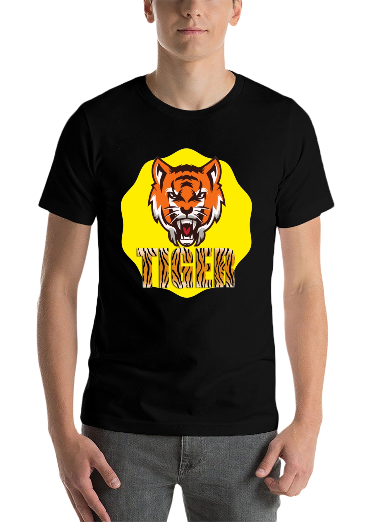 Black Tiger Graphic Black T-Shirt view 7