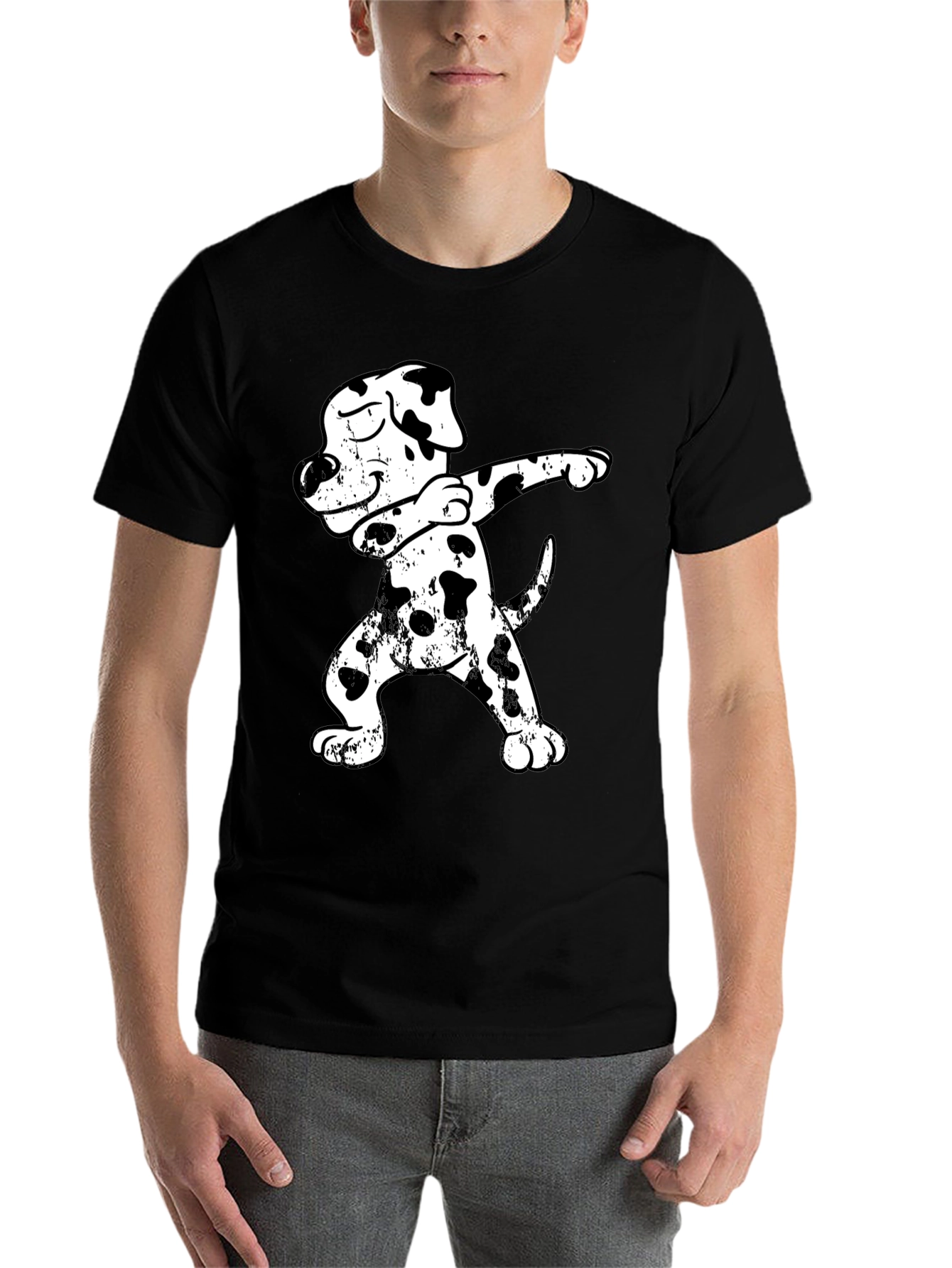 Black Dabbing Dalmatian T-Shirt - Funny Dog Tee view 7