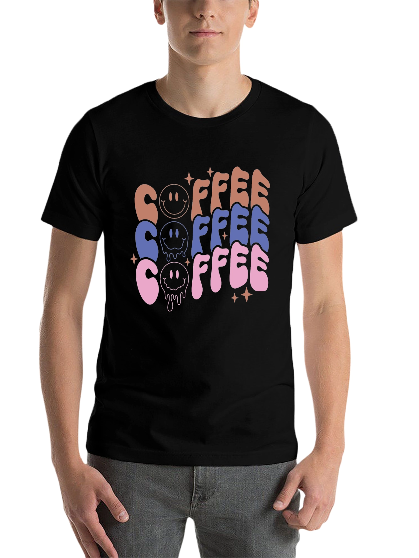 Black Retro Coffee Graphic Tee - Unisex Casual view 7